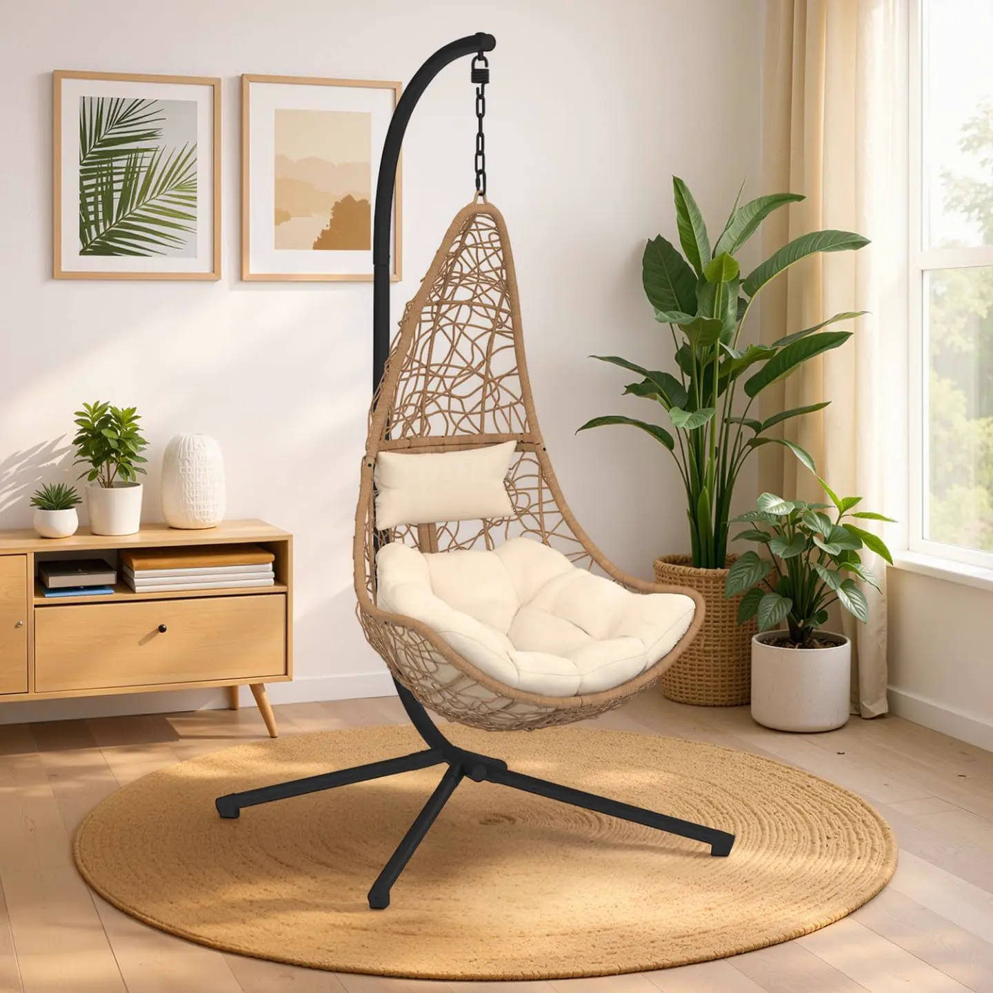 Fauteuils suspendus en acier noir vue 3