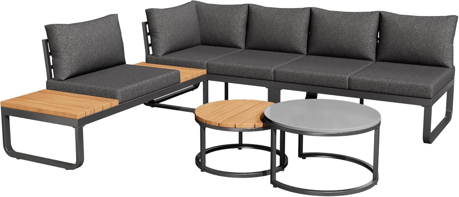 Salon de jardin 5 places gris 1,83 x 0,66 m vue 8