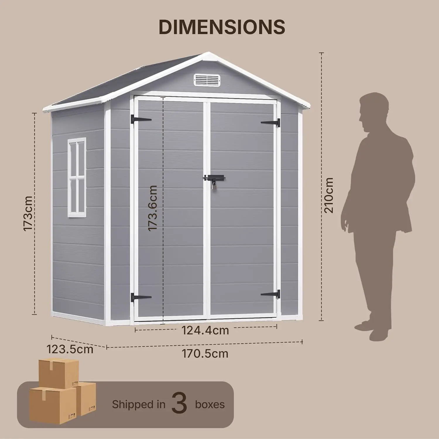 Abri de jardin en résine en résine gris 2,2 m² vue 3