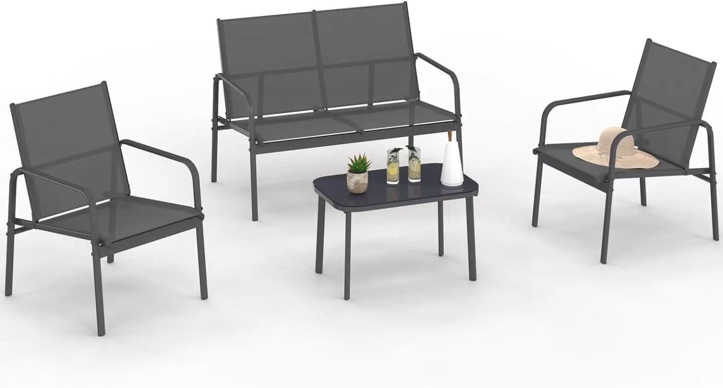 Salon de jardin 4 places gris