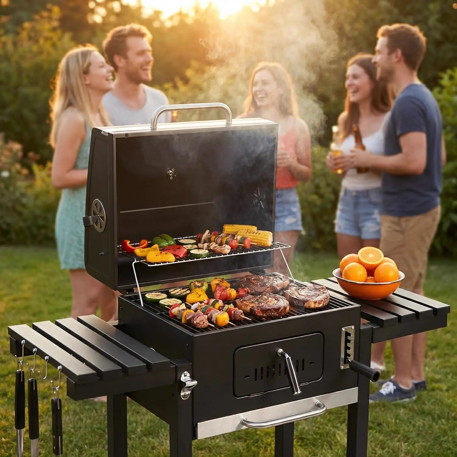 Barbecue à charbon en acier vue 7