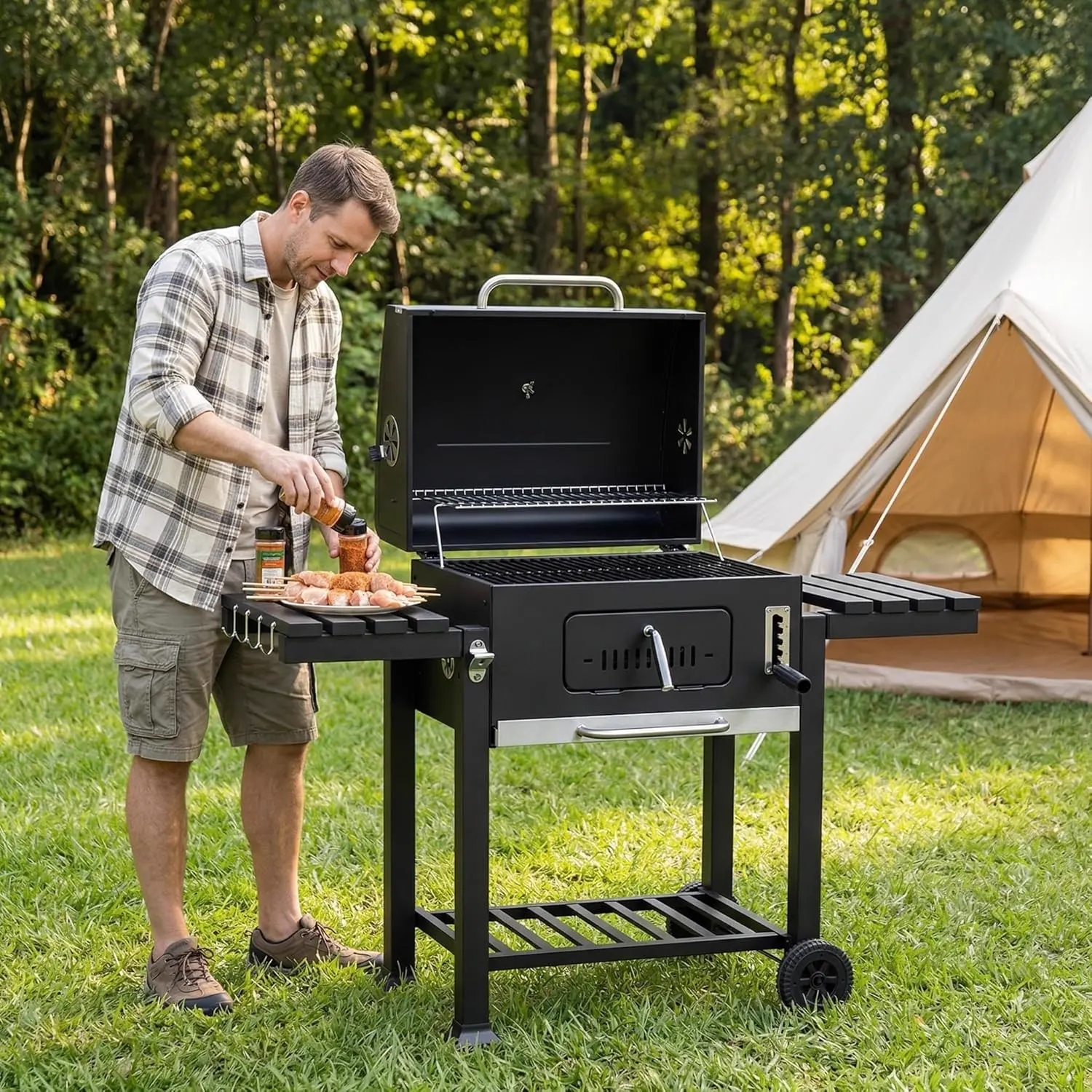 Barbecue à charbon en acier vue 8
