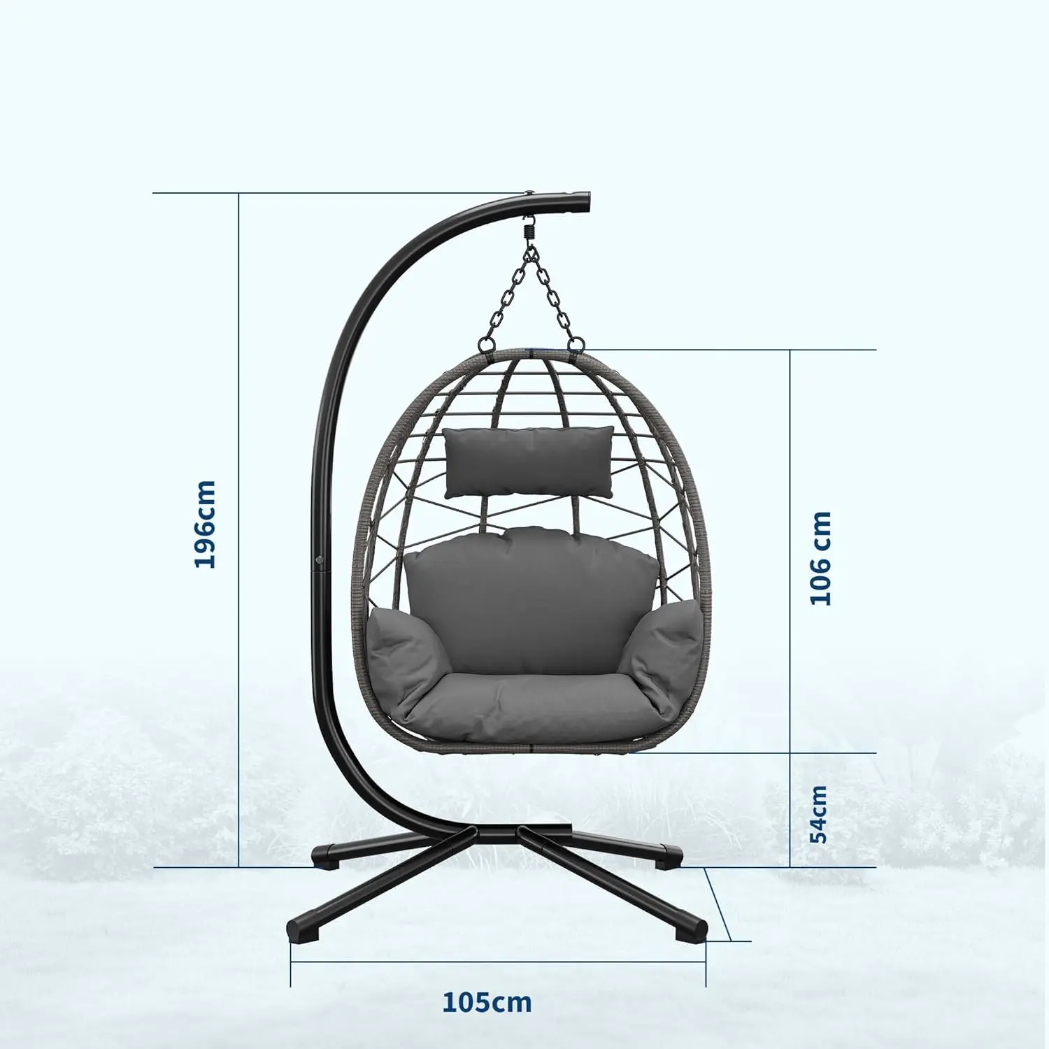 Fauteuils suspendus en rotin gris vue 6