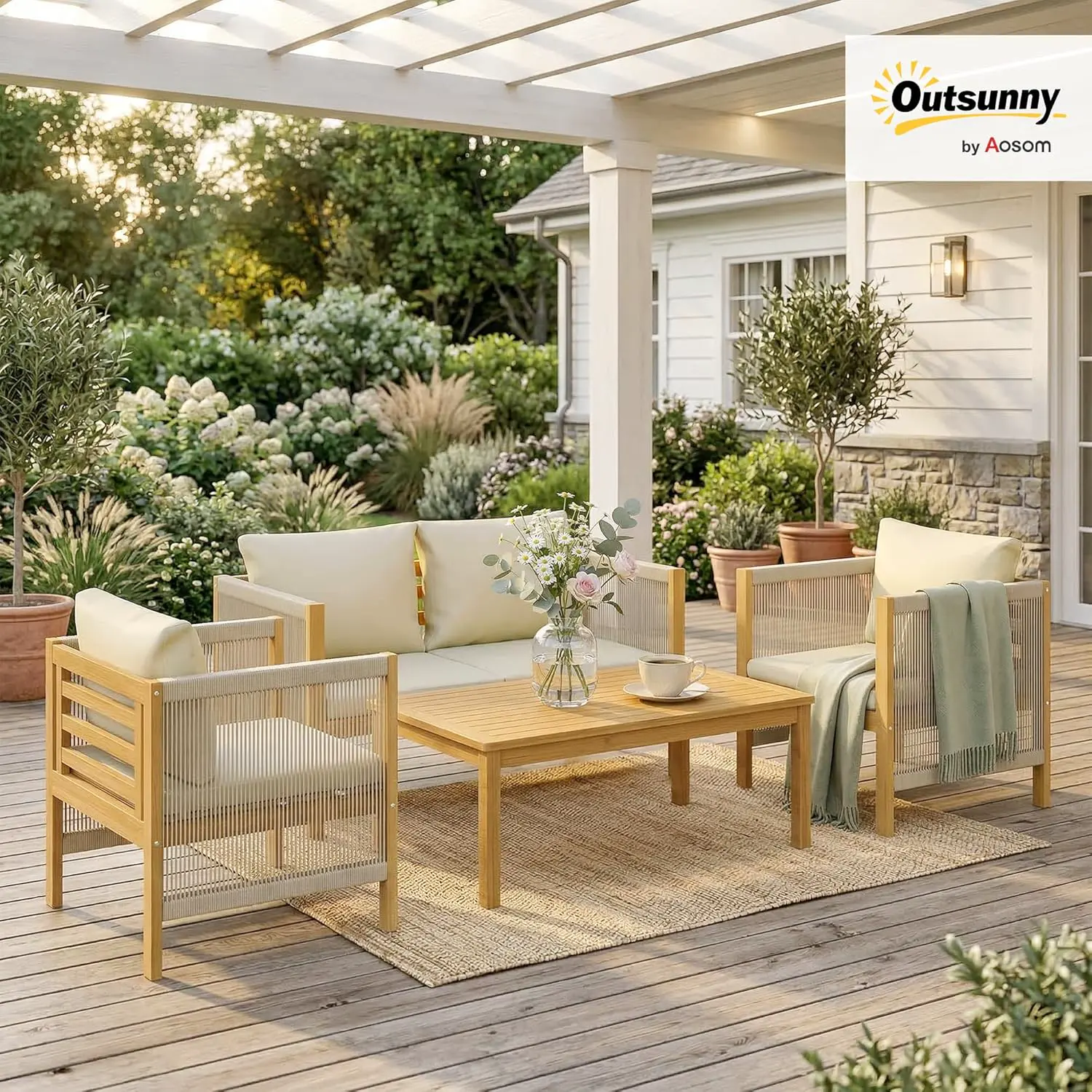 Salon de jardin en bois vue 2