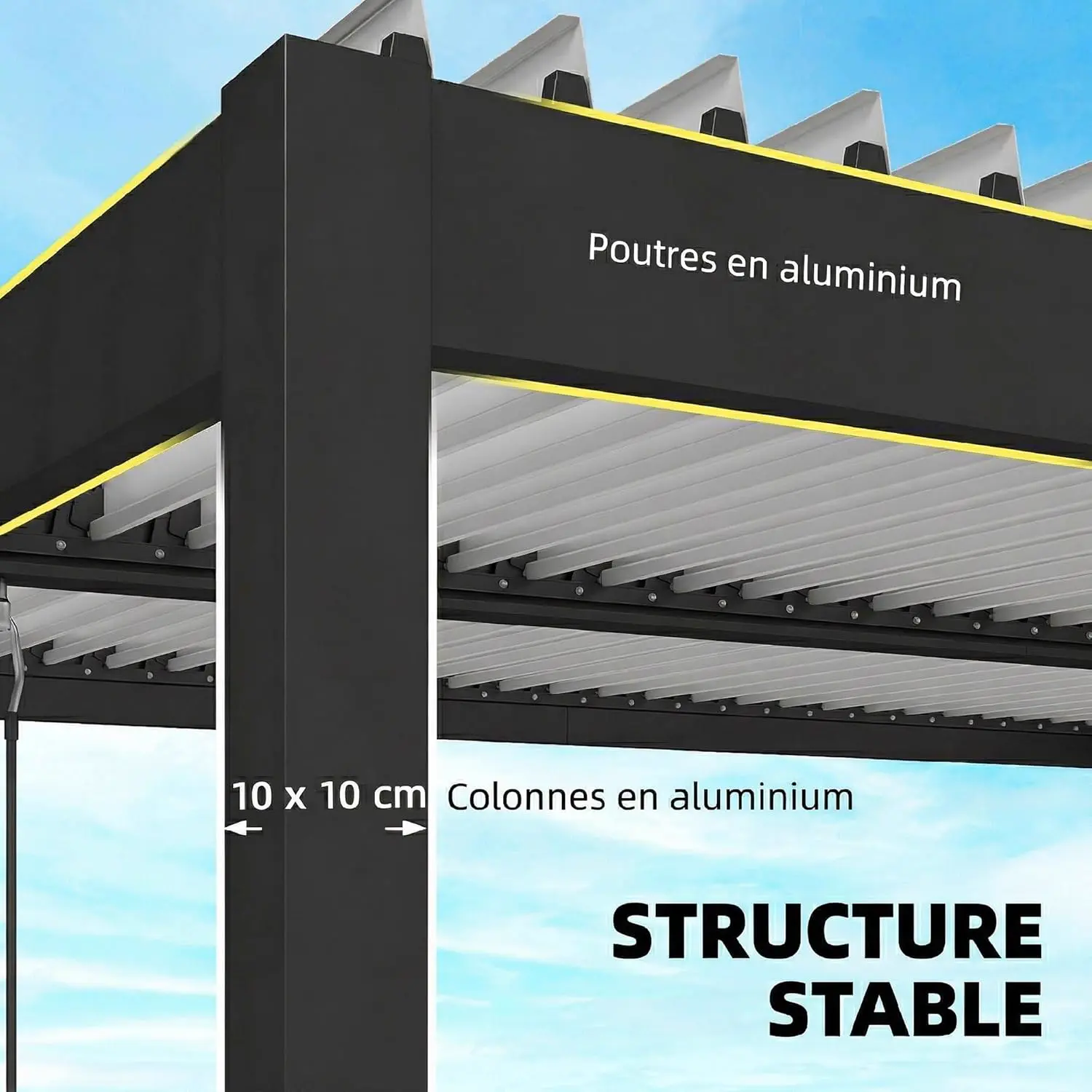 Pergola en aluminium blanc 4x3m vue 4