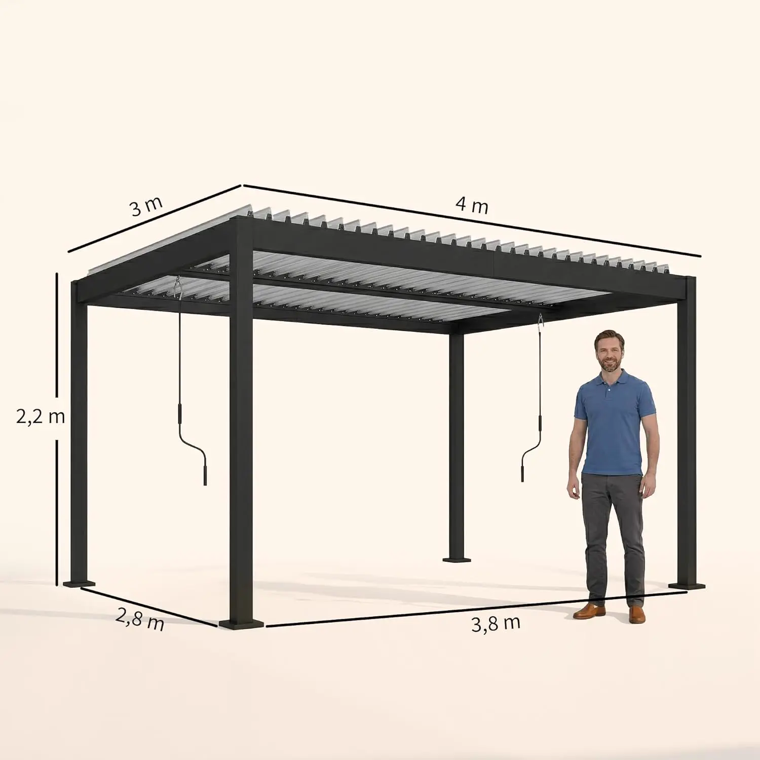 Pergola en aluminium blanc 4x3m vue 7
