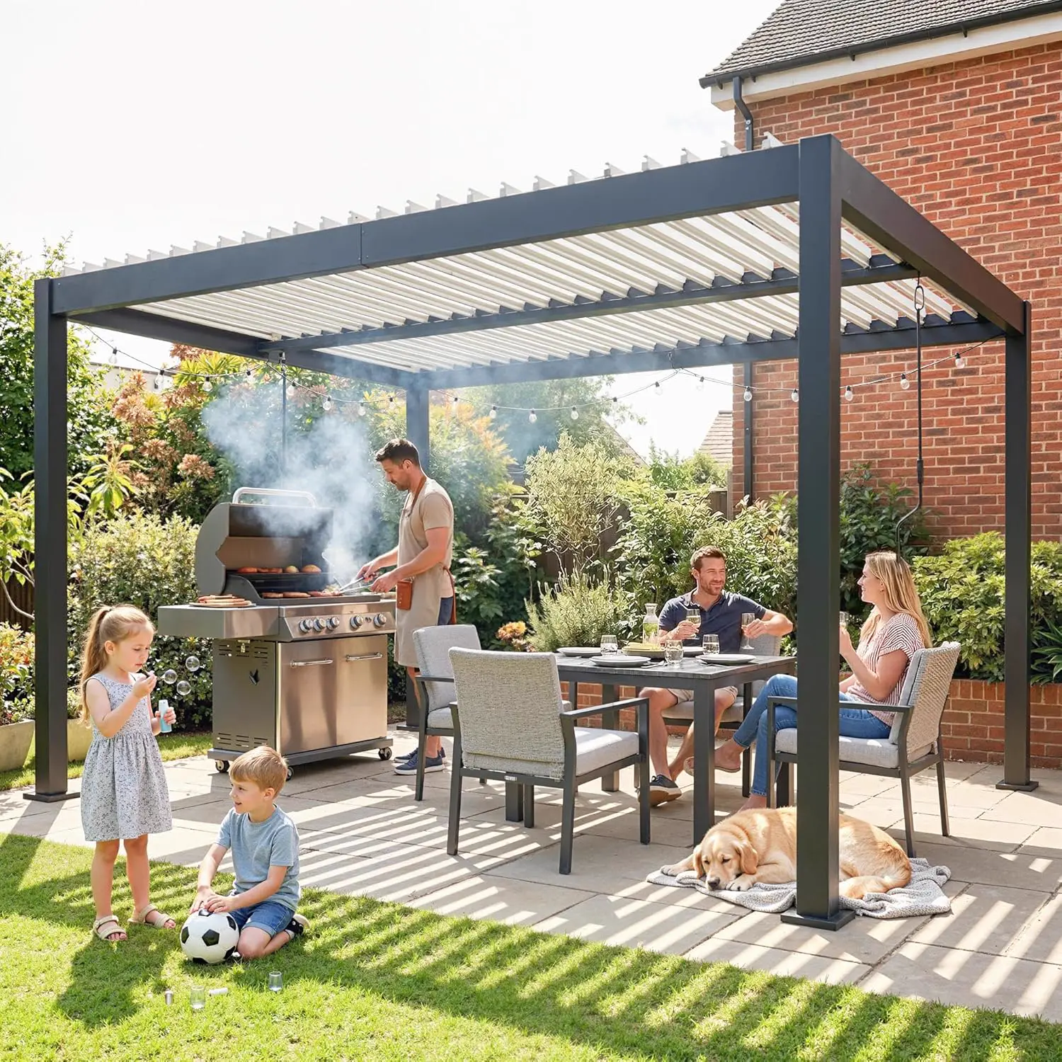 Pergola en aluminium blanc 4x3m vue 8