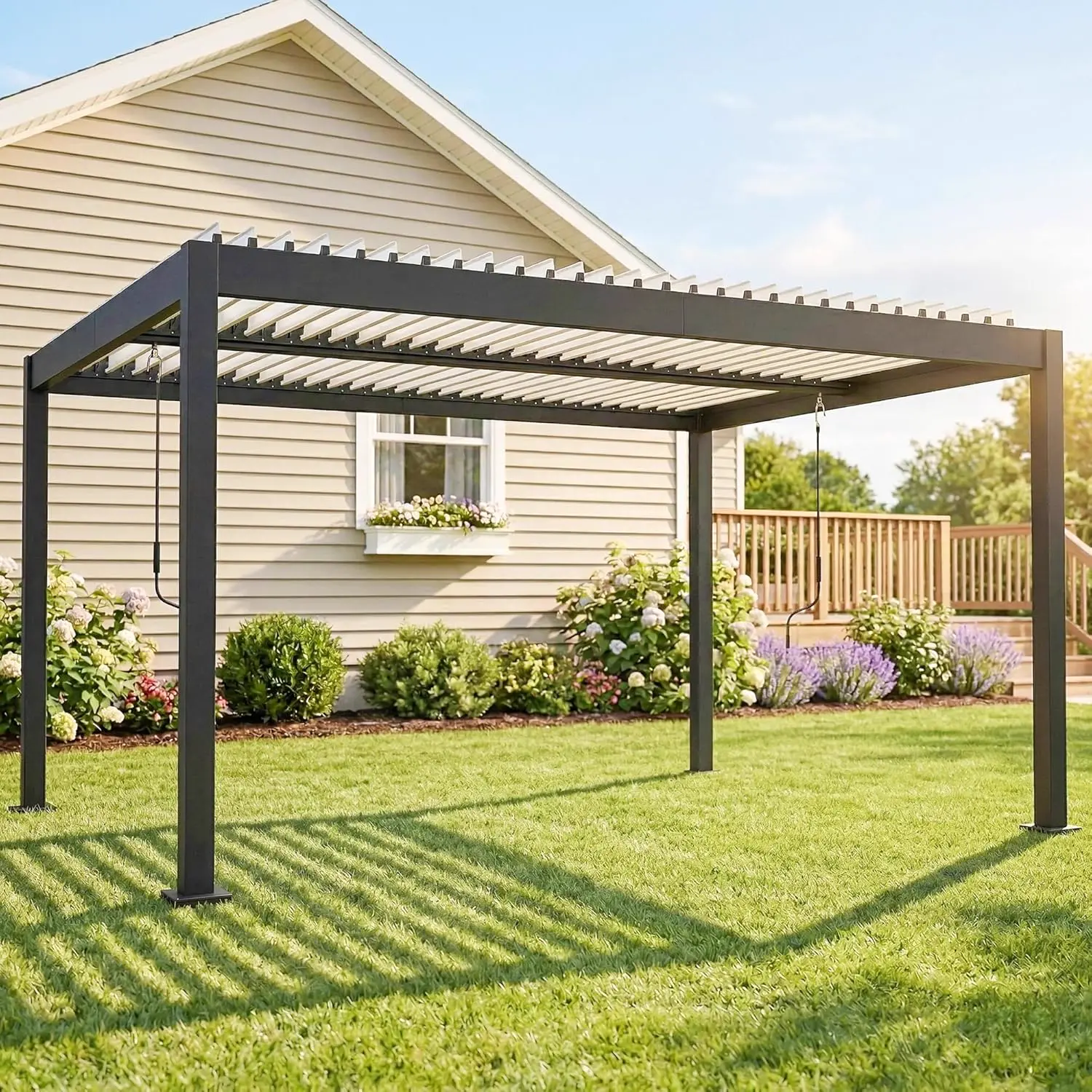 Pergola en aluminium blanc 4x3m vue 9