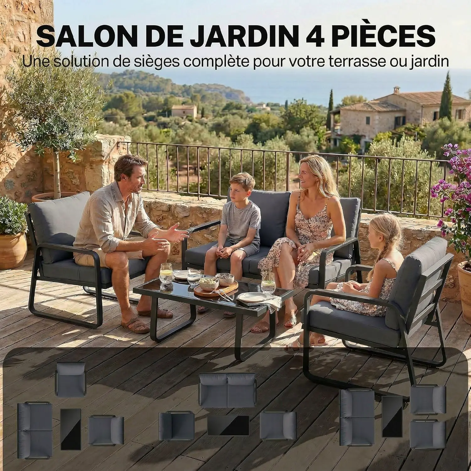Salon de jardin en métal vue 3