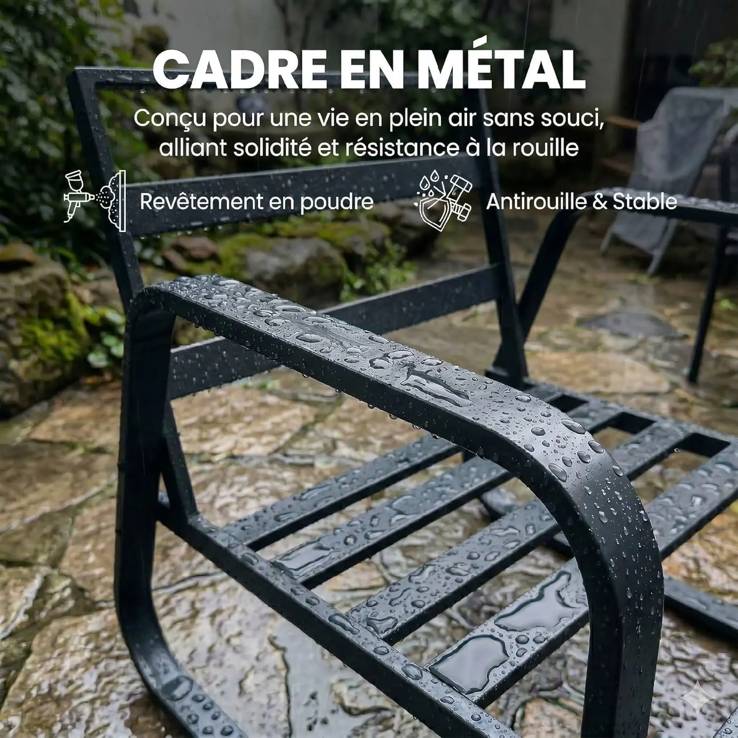 Salon de jardin en métal vue 4