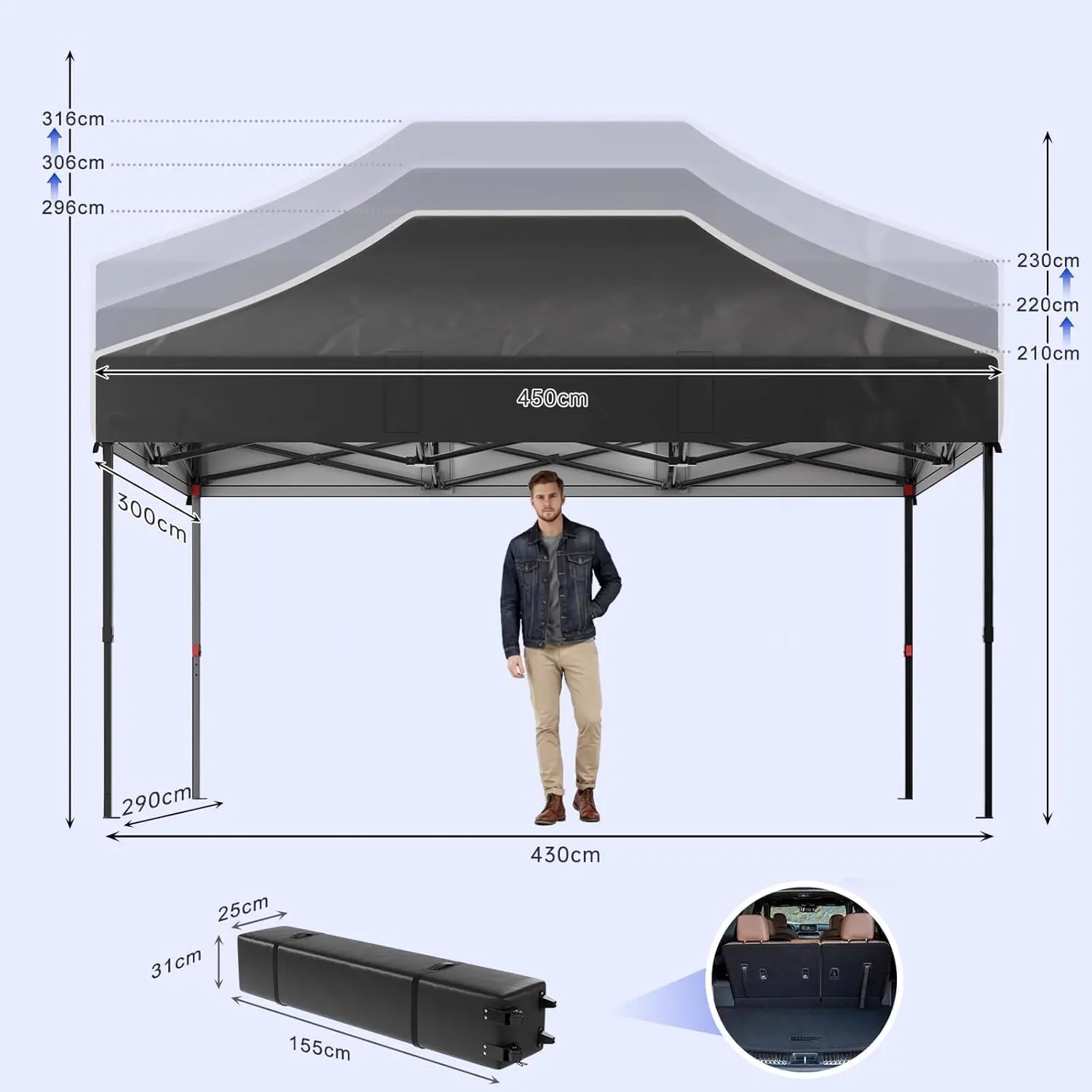 Tonnelle noir 3x4,5m vue 4