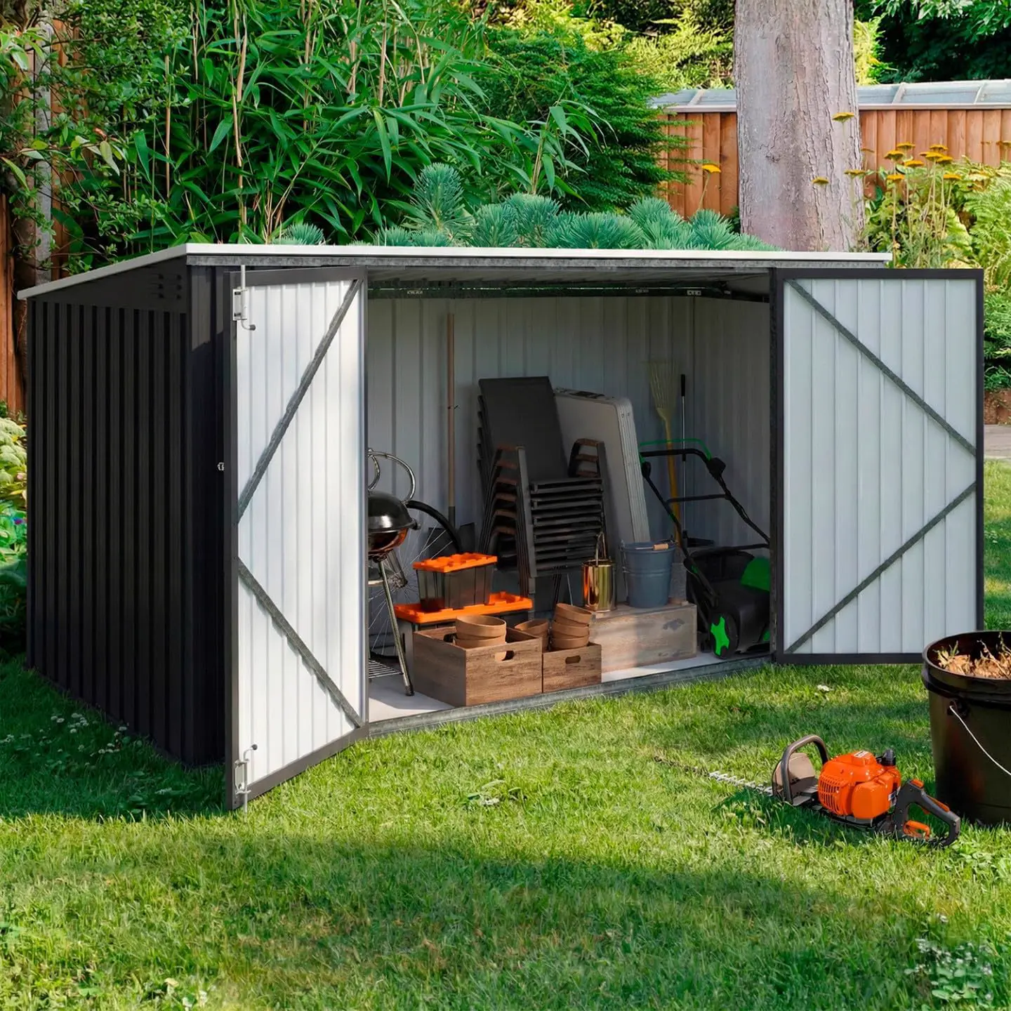 Abri de jardin en métal en acier gris/anthracite vue 2