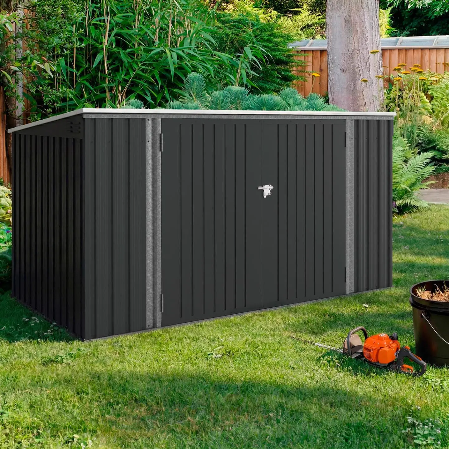 Abri de jardin en métal en acier gris/anthracite vue 4