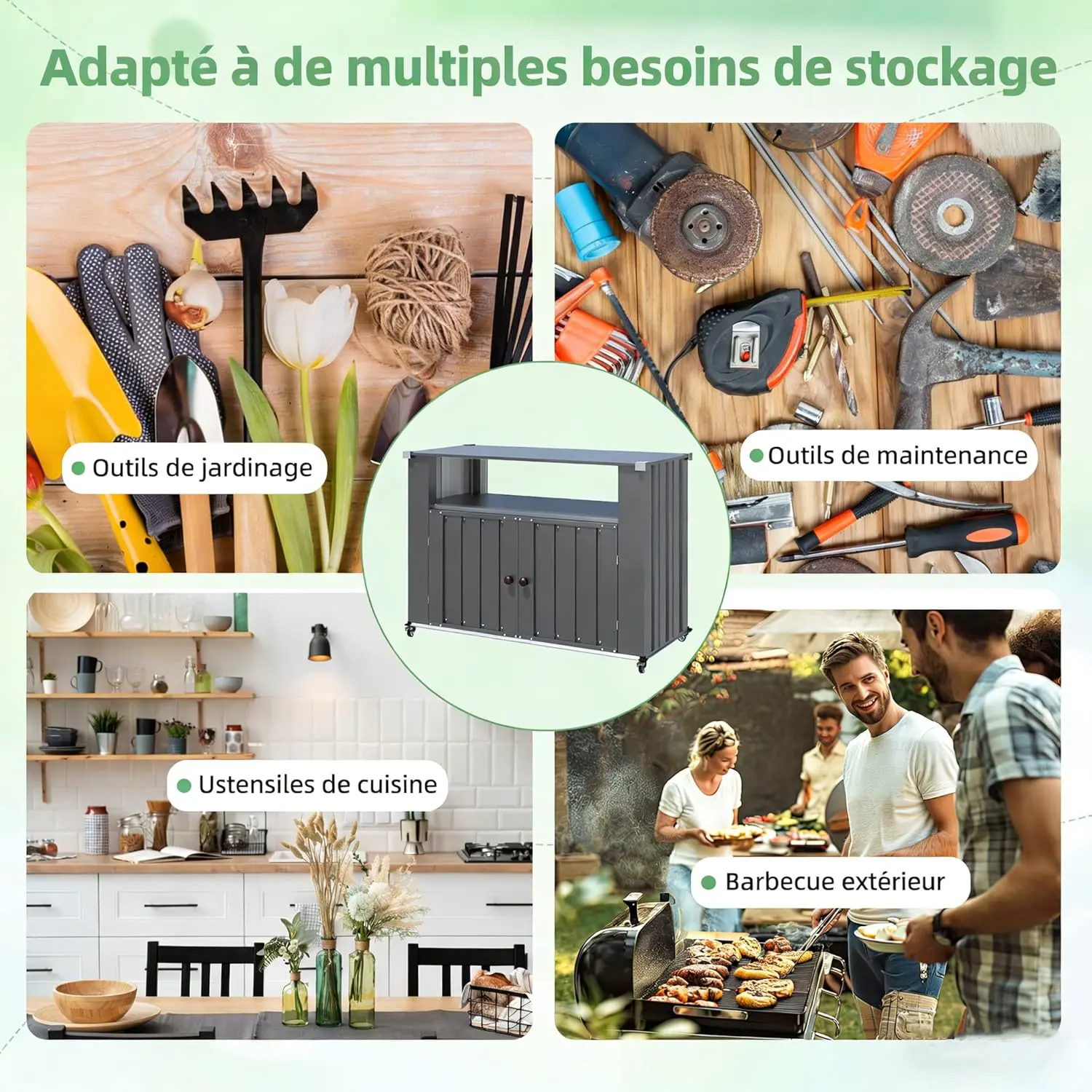 Abri de jardin en métal en acier gris vue 6