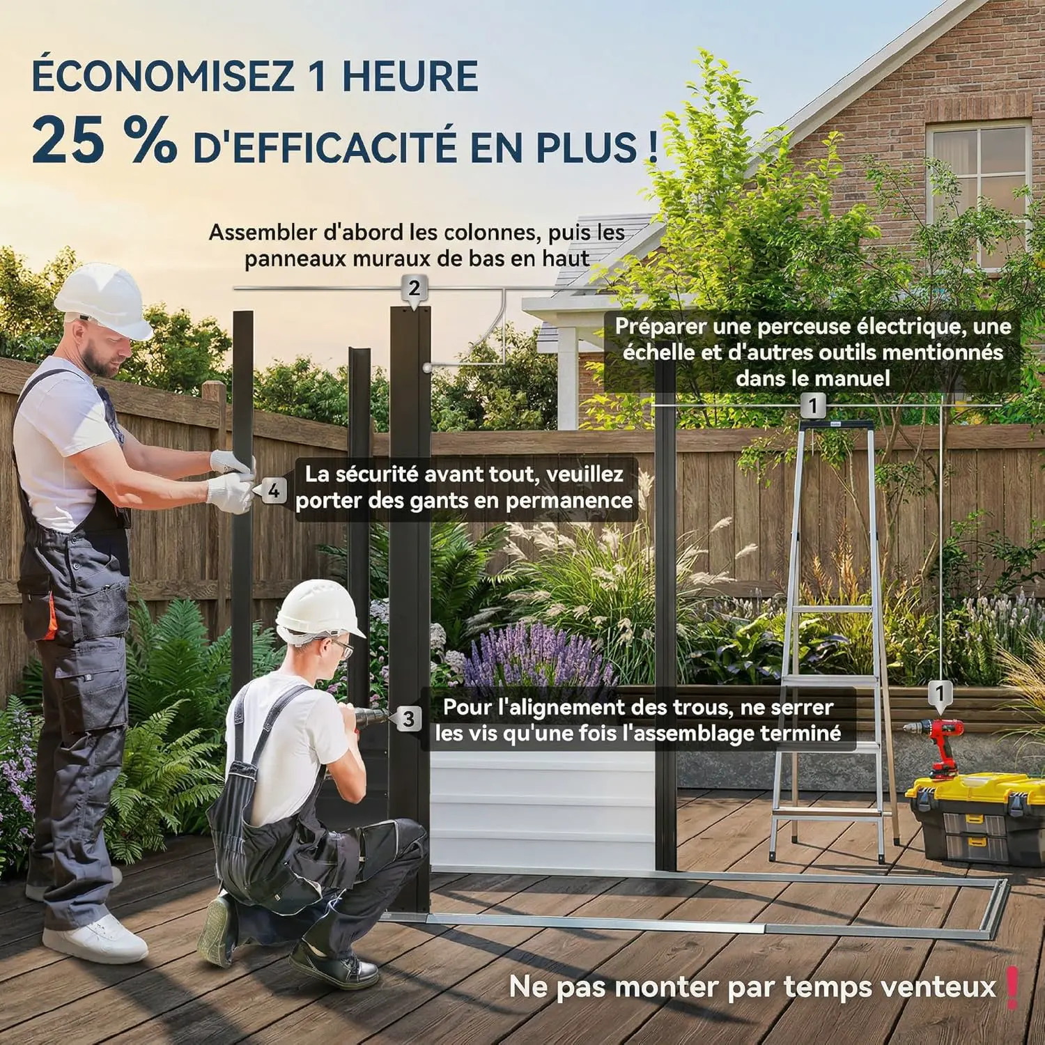 Abri de jardin en bois en acier gris 2,27 m² vue 3