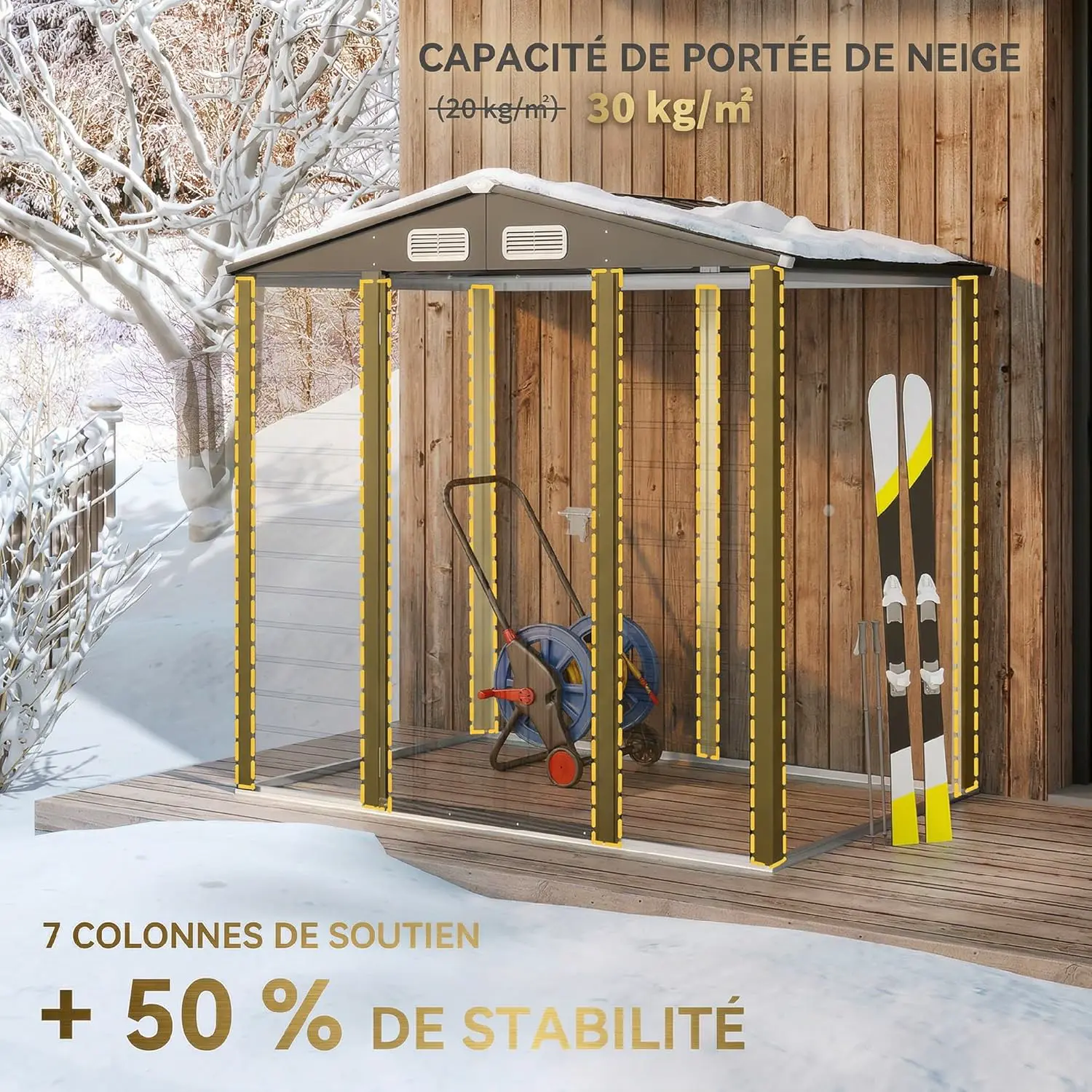 Abri de jardin en bois en acier gris 2,27 m² vue 4