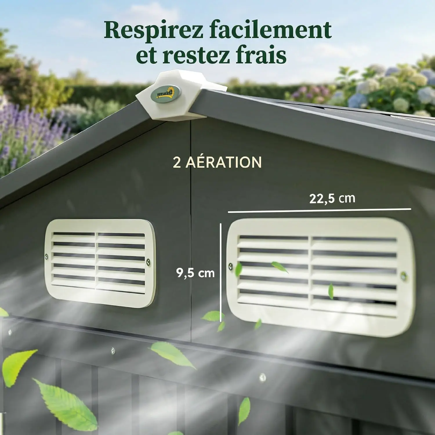 Abri de jardin en bois en acier gris 2,27 m² vue 6