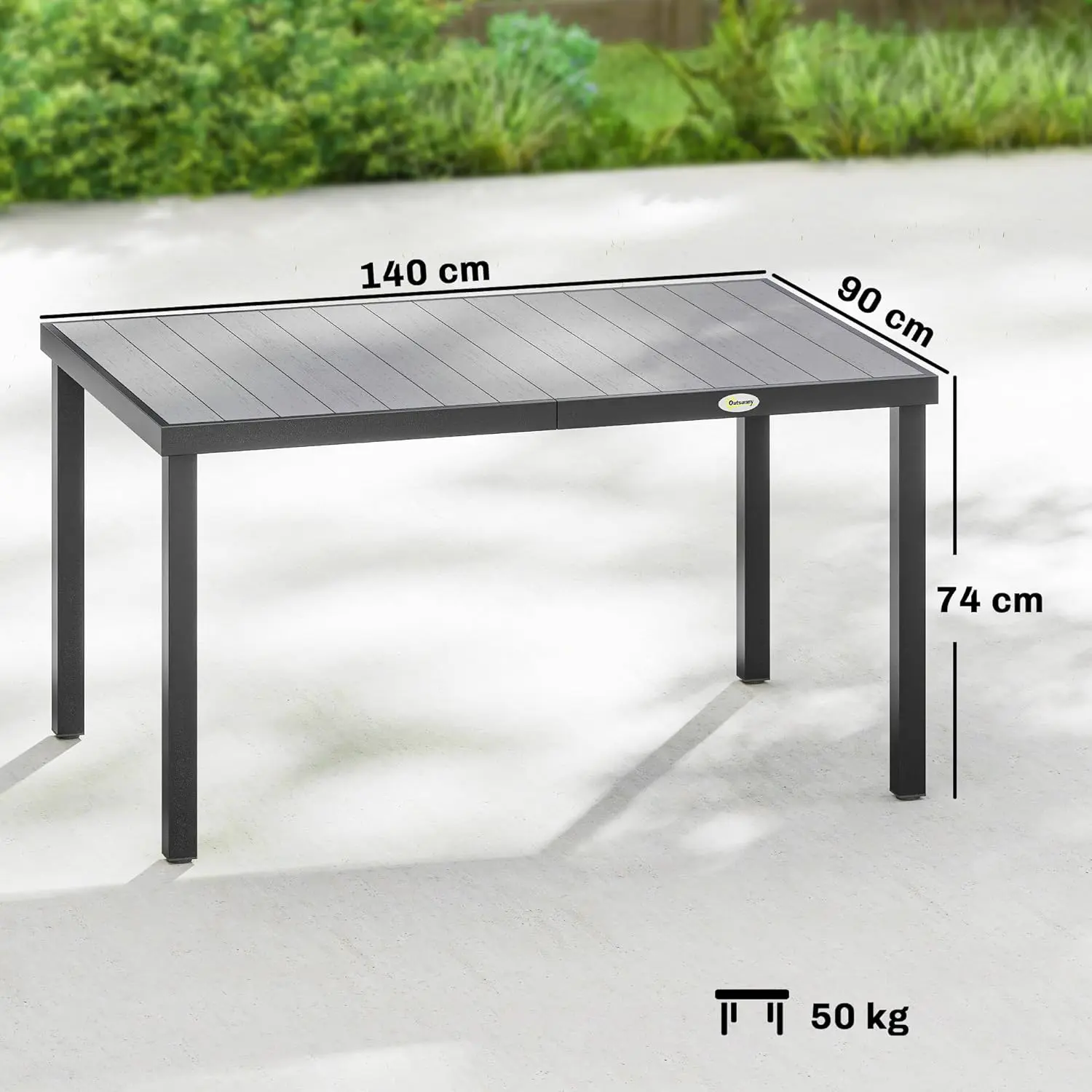 Table de jardin 6 places en bois gris 90 x 74 cm vue 3