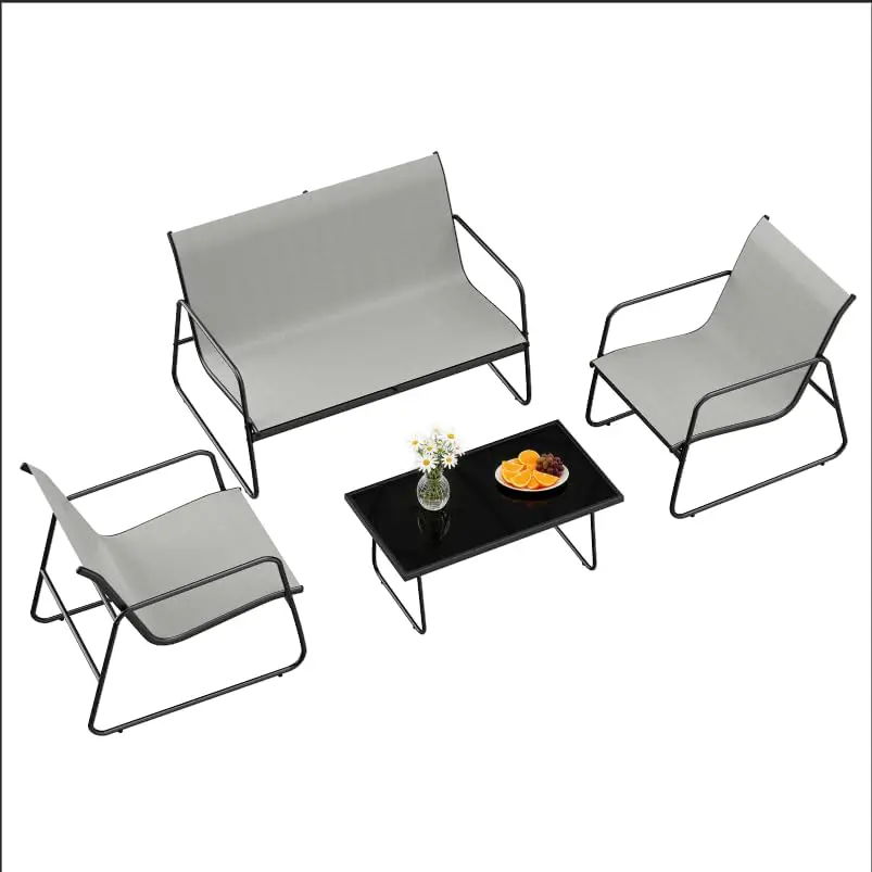Salon de jardin 4 places en acier 103 x 58,5 vue 2