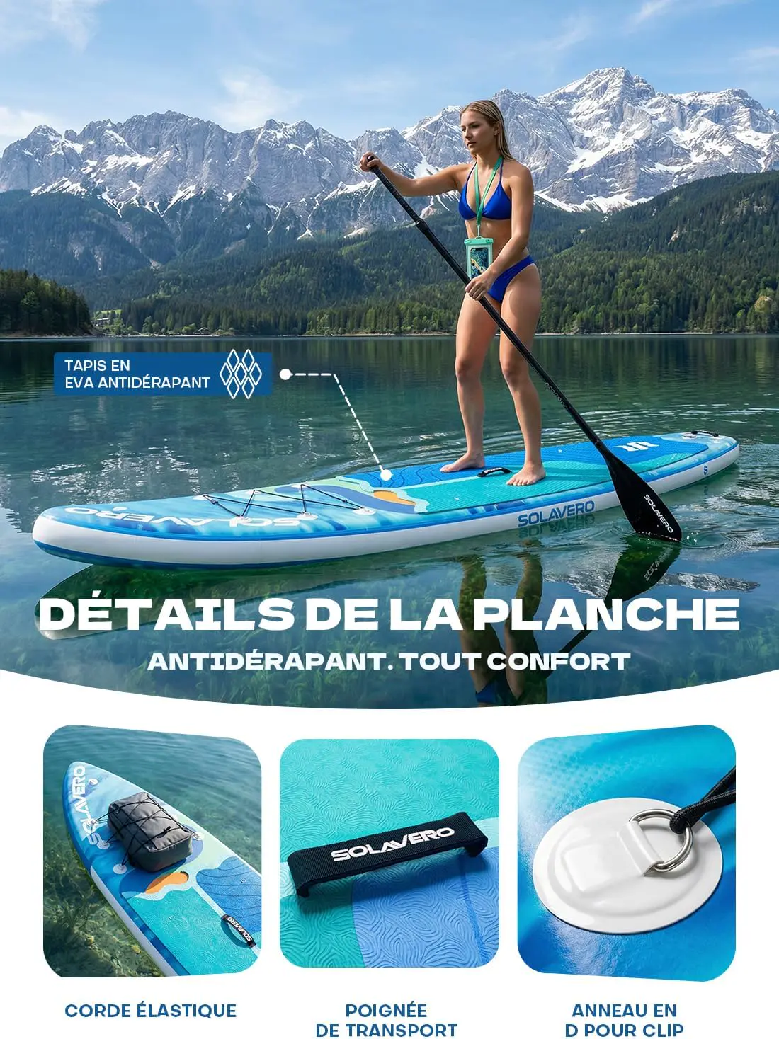 Paddle gonflable bleu 83 × 15 cm vue 5