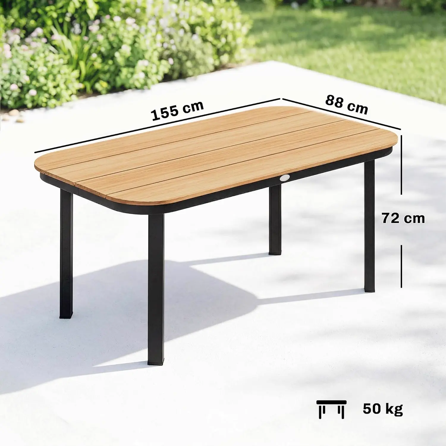 Table de jardin 6 places en métal naturel 88 x 72 cm vue 3