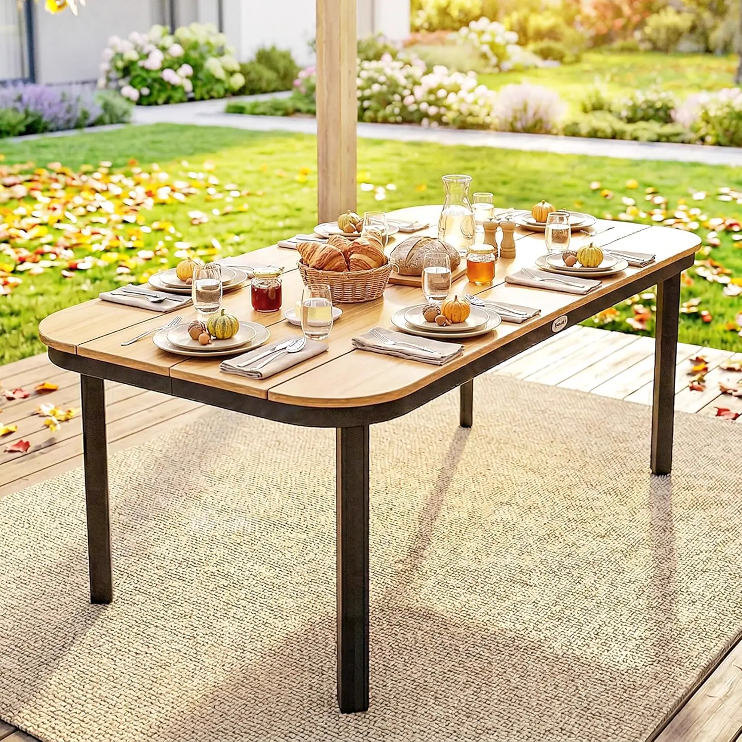 Table de jardin 6 places en métal naturel 88 x 72 cm vue 9