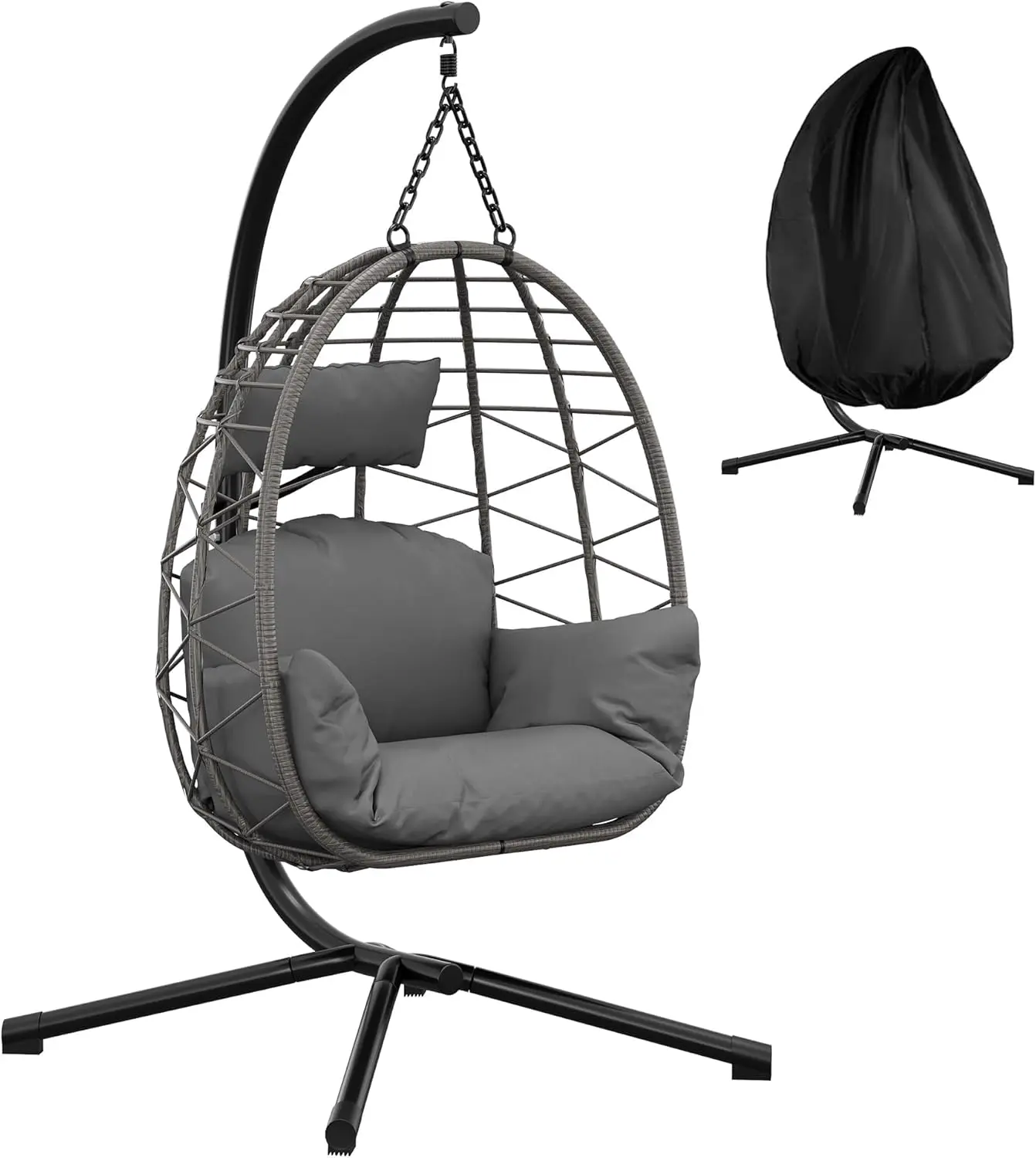 Fauteuils suspendus en acier gris vue 2
