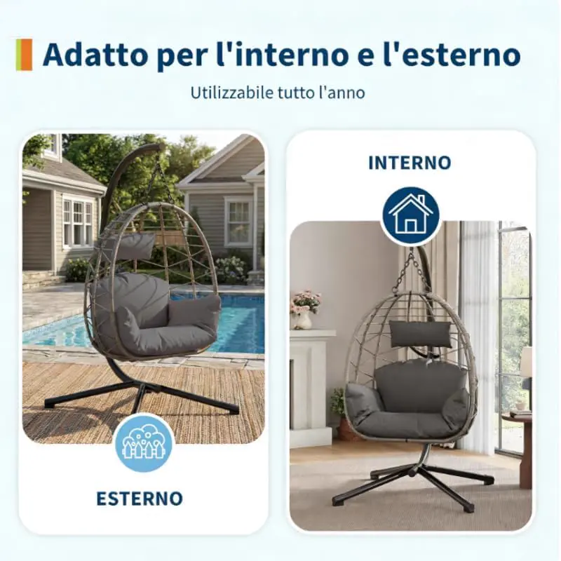 Fauteuils suspendus en acier gris vue 3