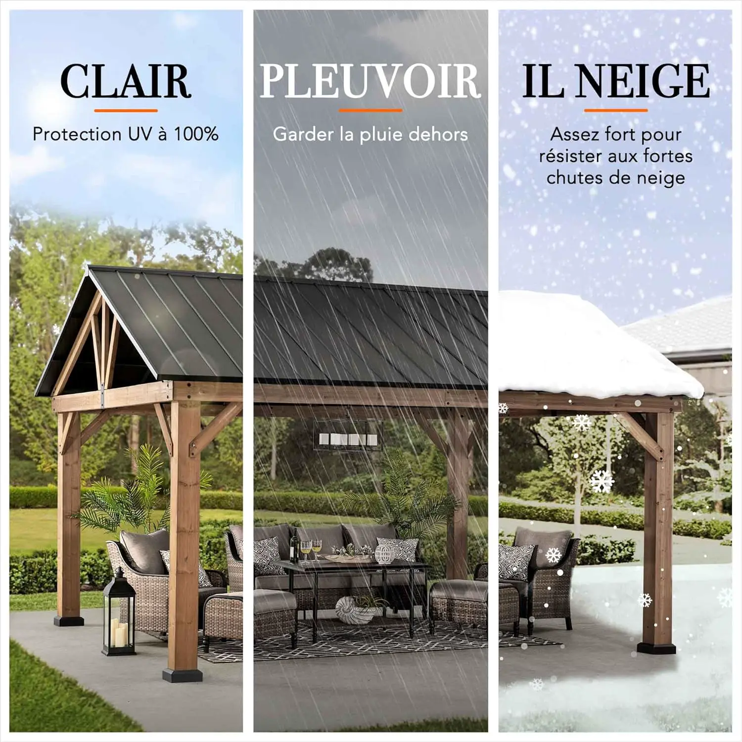 Pergola en acier naturel 4,6x4 m vue 3