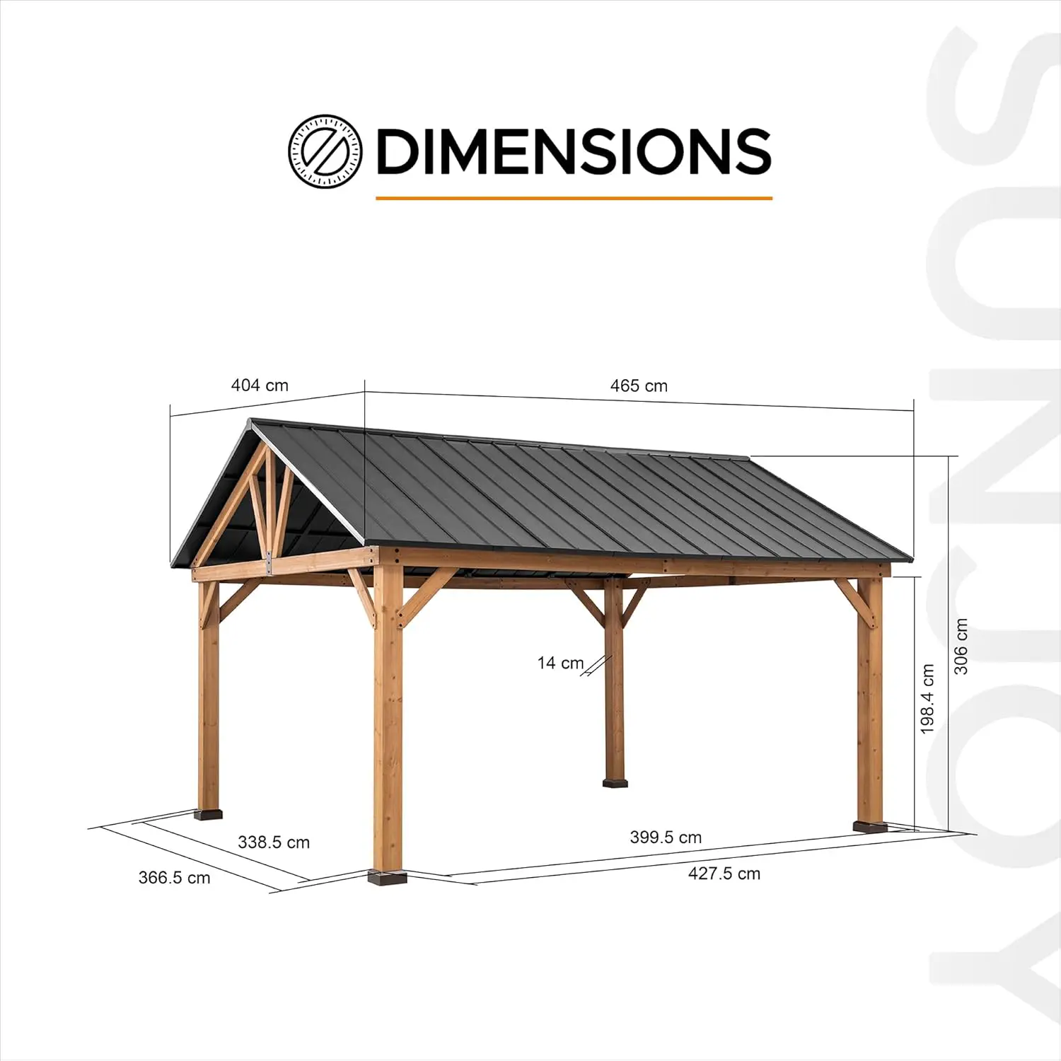 Pergola en acier naturel 4,6x4 m vue 8