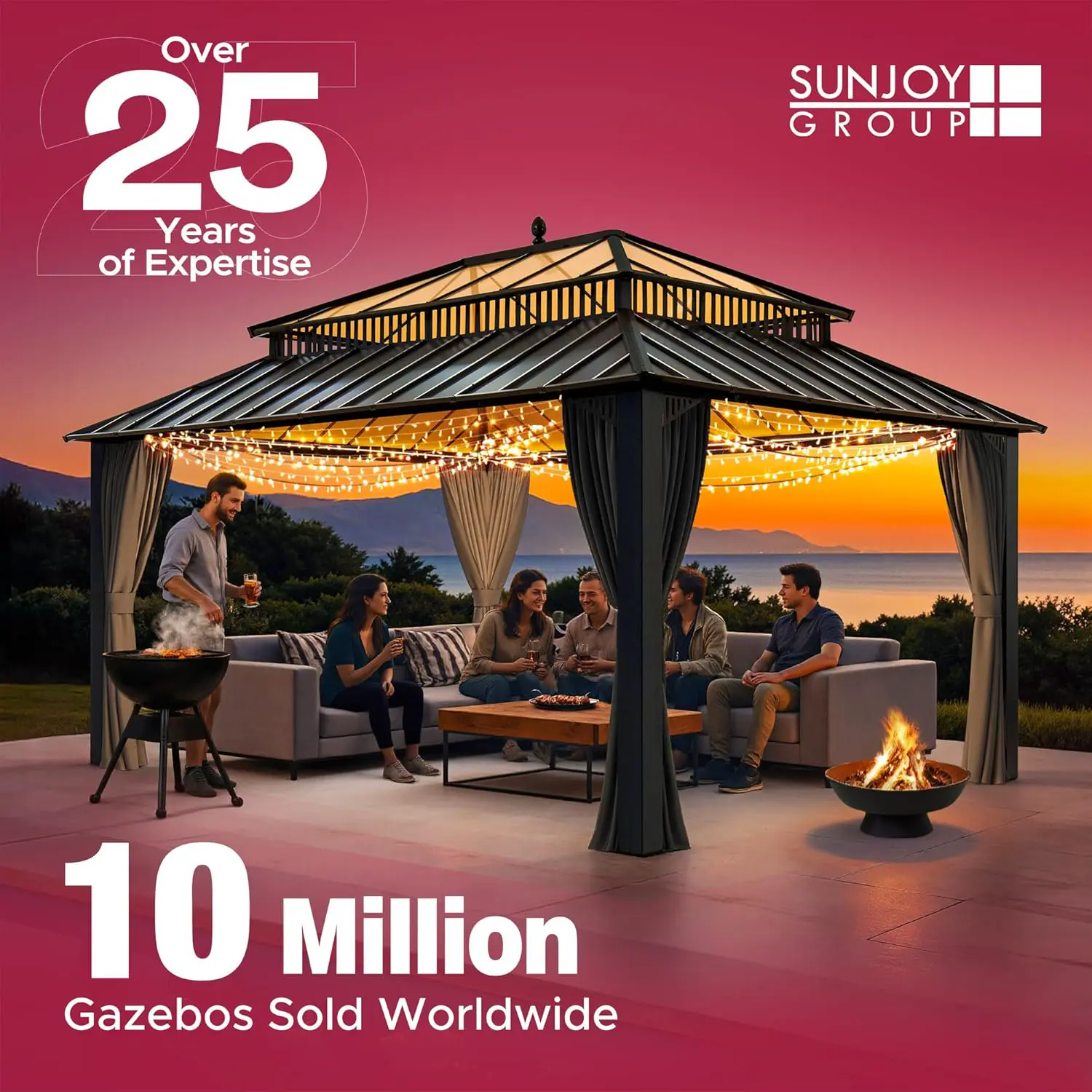 Pergola en acier naturel 4,6x4 m vue 9