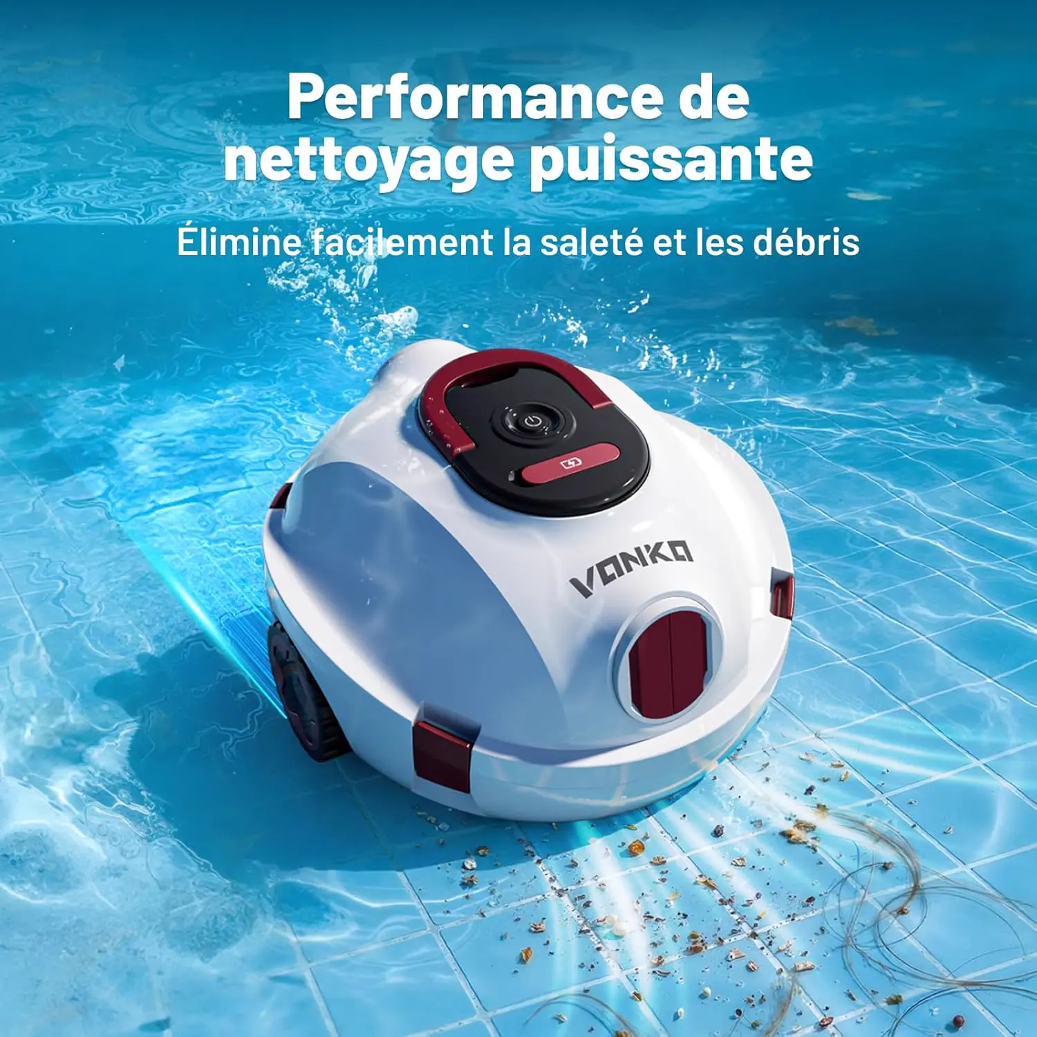 Robot piscine blanc 100 m² vue 2