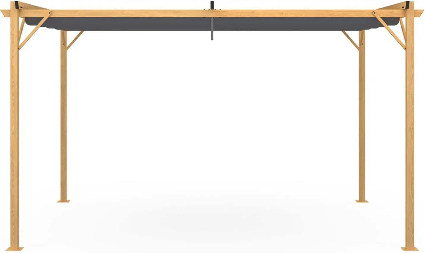 Pergola en bois gris/anthracite 3x4 rétractable vue 3