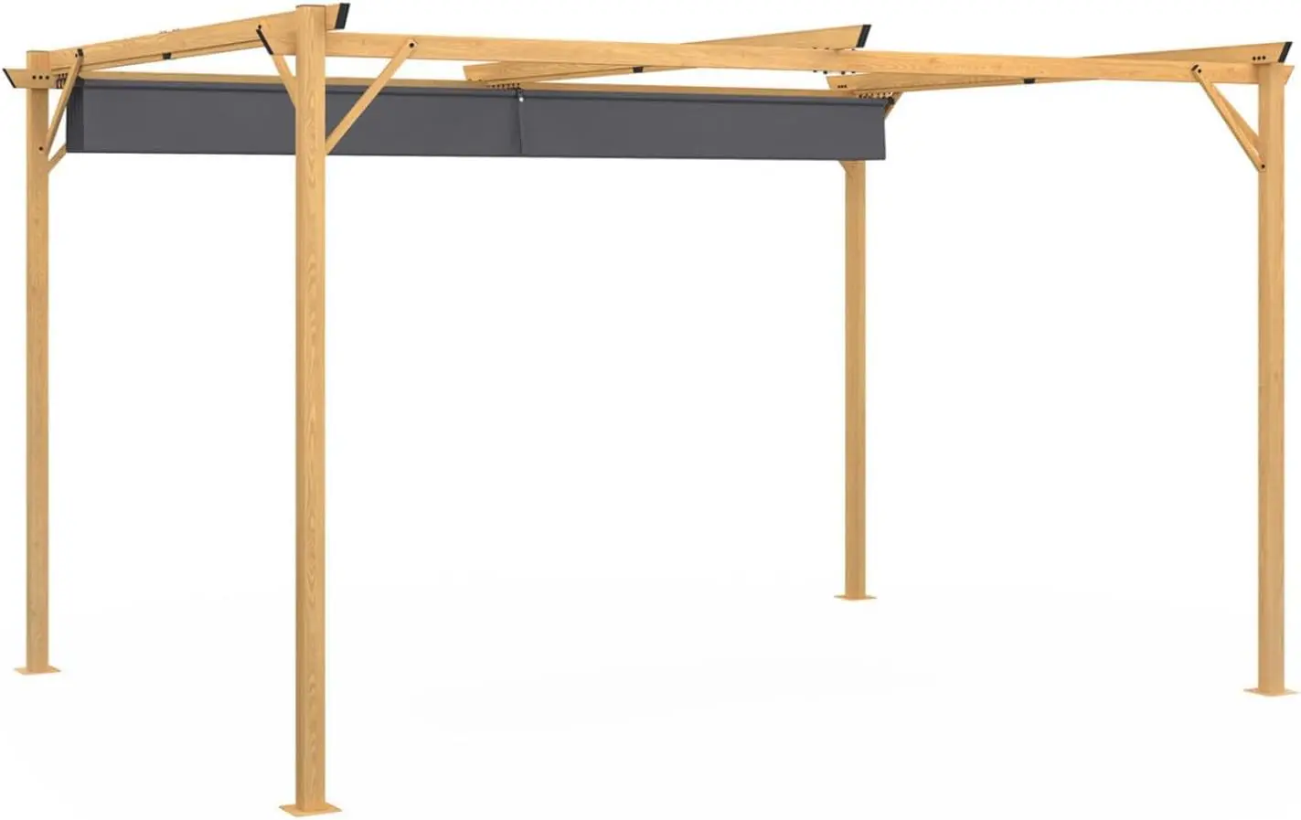 Pergola en bois gris/anthracite 3x4 rétractable vue 4