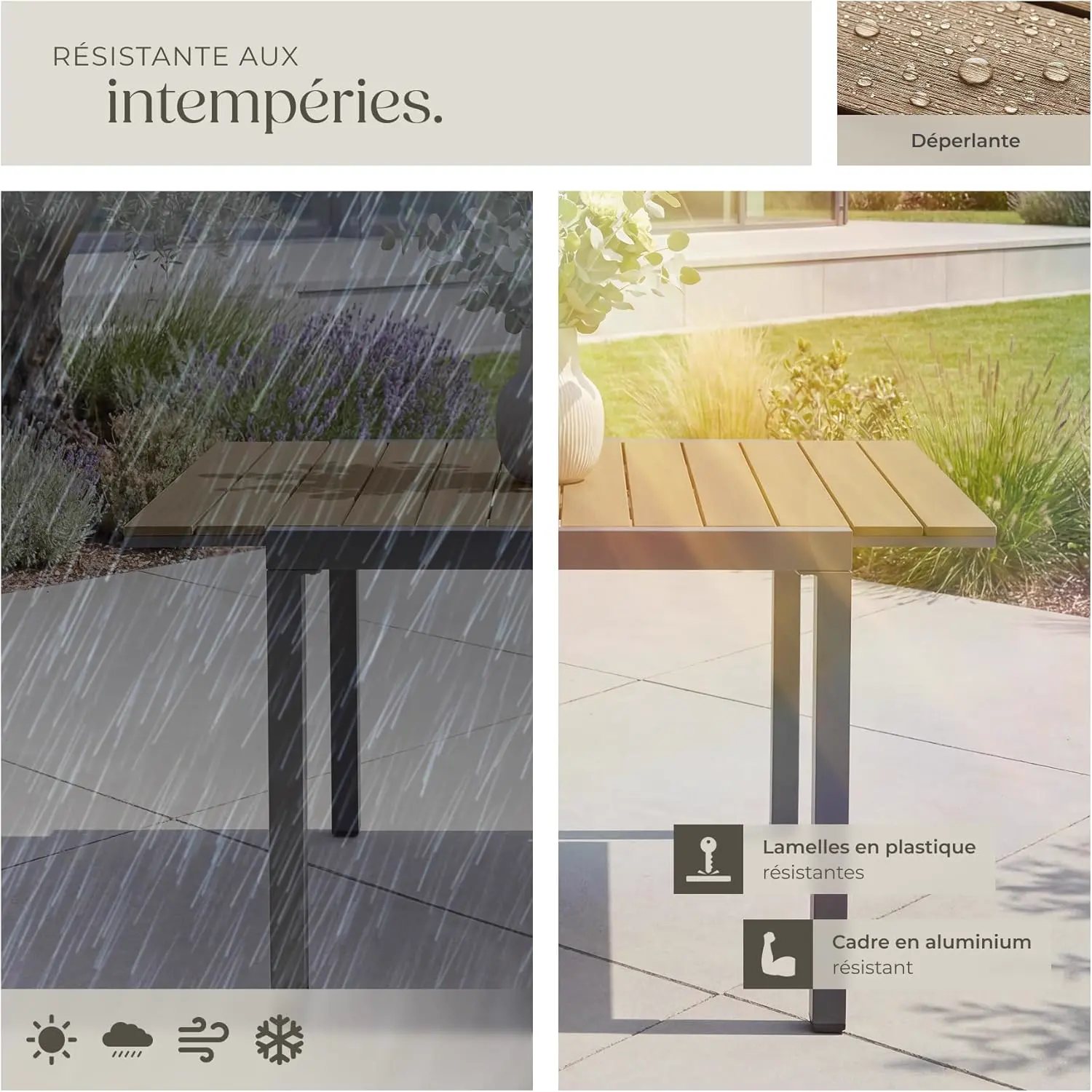 Table de jardin 6 places en aluminium 80 x 74 cm vue 8