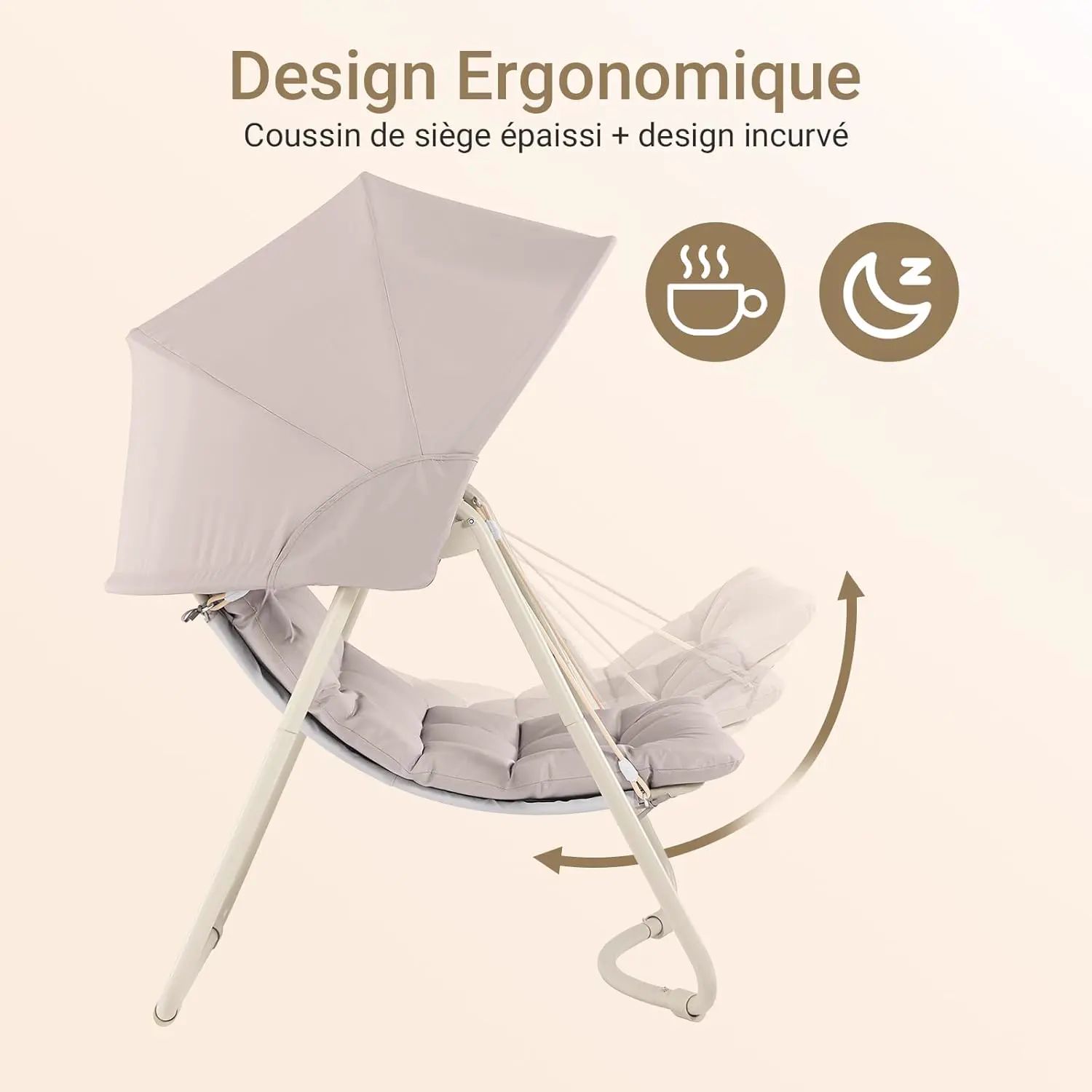 Fauteuils suspendus en métal beige 74 x 16 cm vue 2