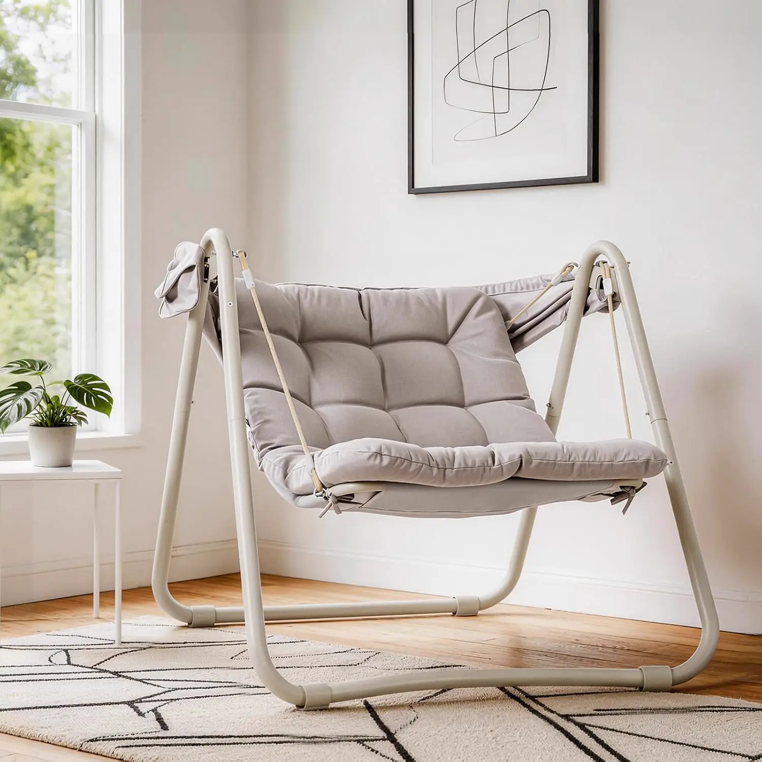 Fauteuils suspendus en métal beige 74 x 16 cm vue 8