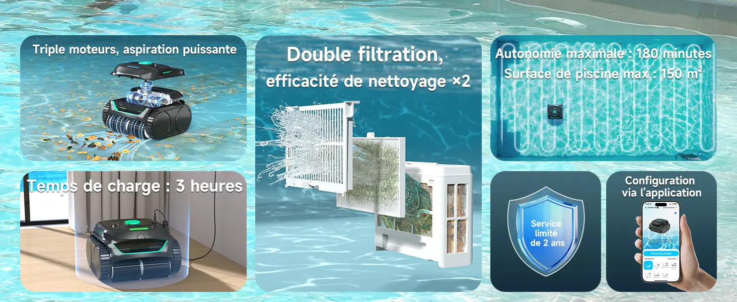 Robot piscine noir 150 m² — contenu détaillé 1