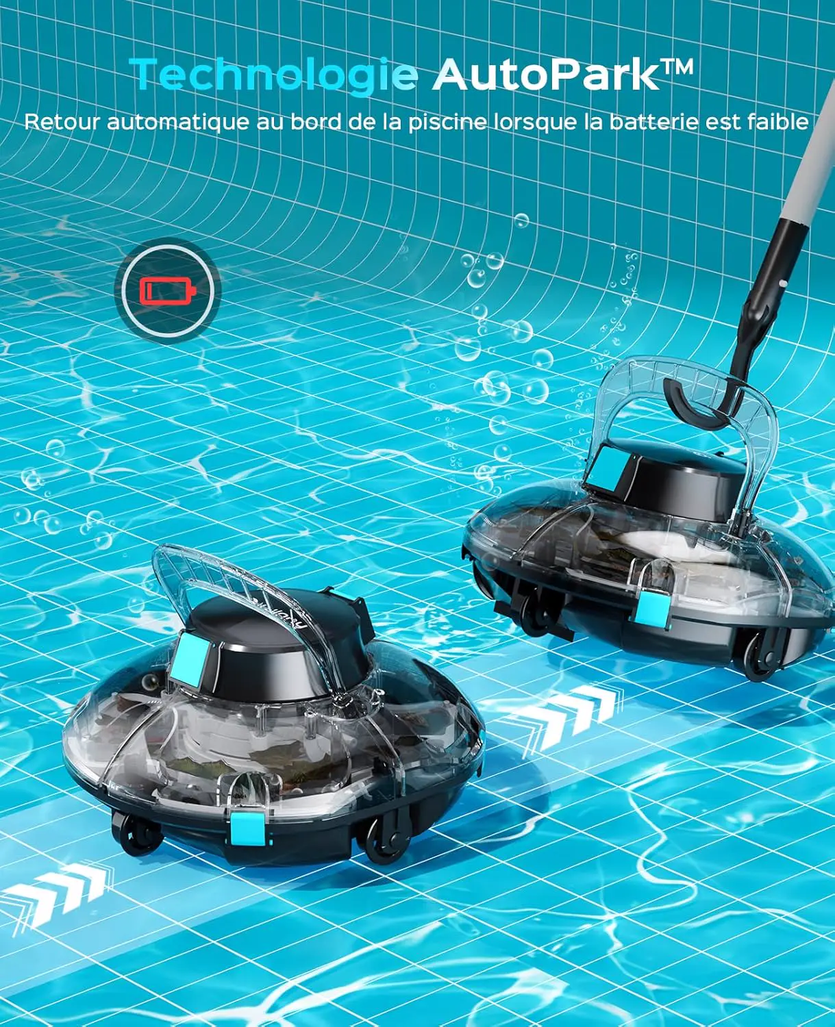 Robot piscine noir 60 m² vue 4
