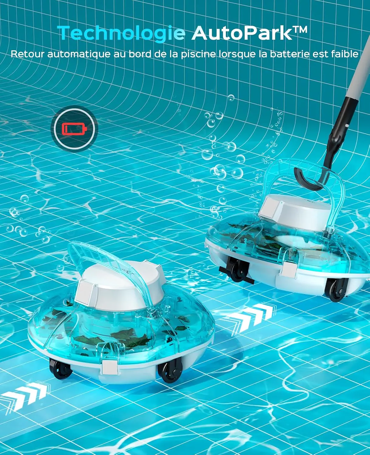 Robot piscine blanc 60 m² vue 4