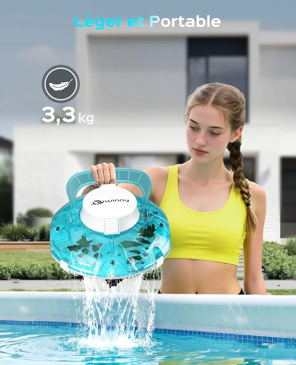 Robot piscine blanc vue 7