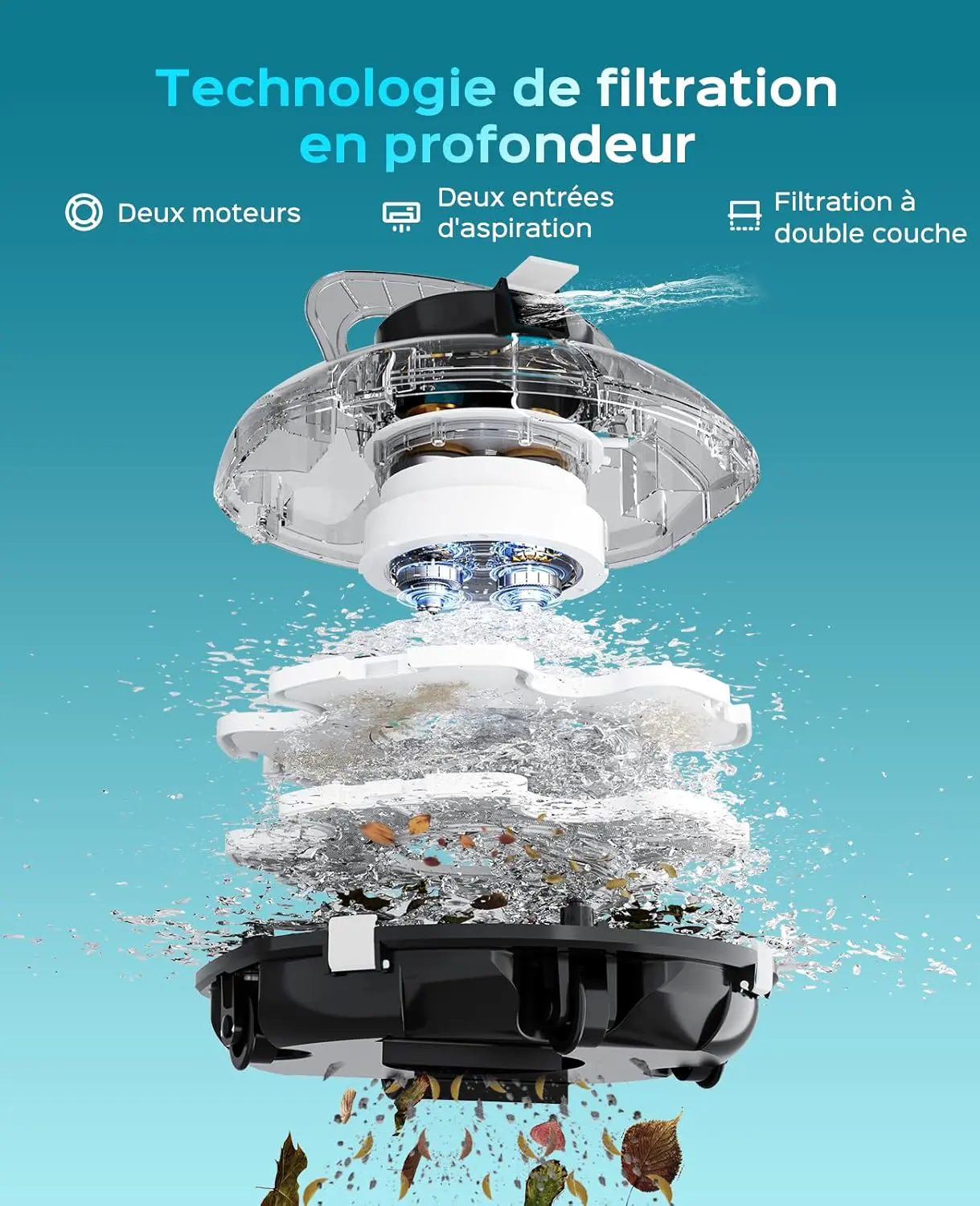 Robot piscine sable 19,5 x 37,5 cm vue 3