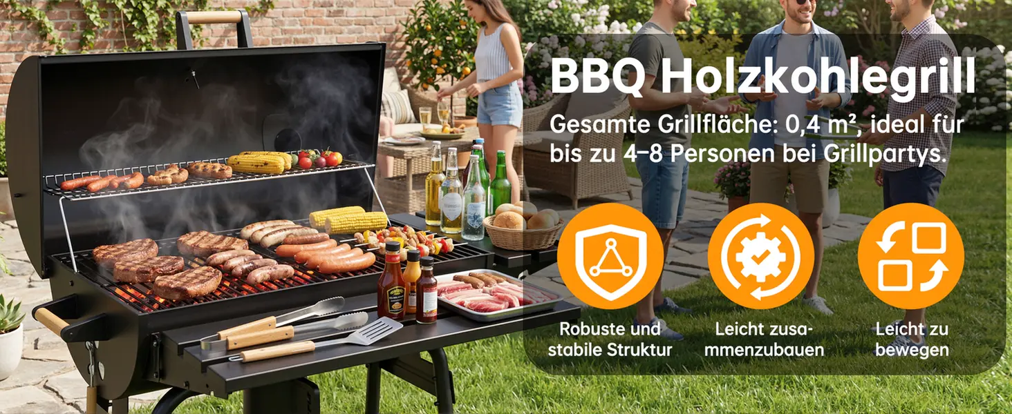 Barbecue à charbon 8 places en métal 0,53 m² — contenu détaillé 2