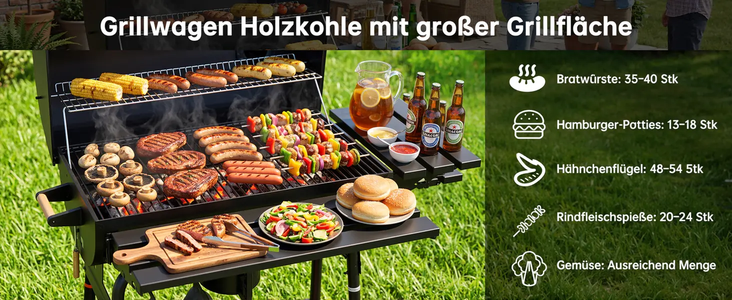 Barbecue à charbon 8 places en métal 0,53 m² — contenu détaillé 3