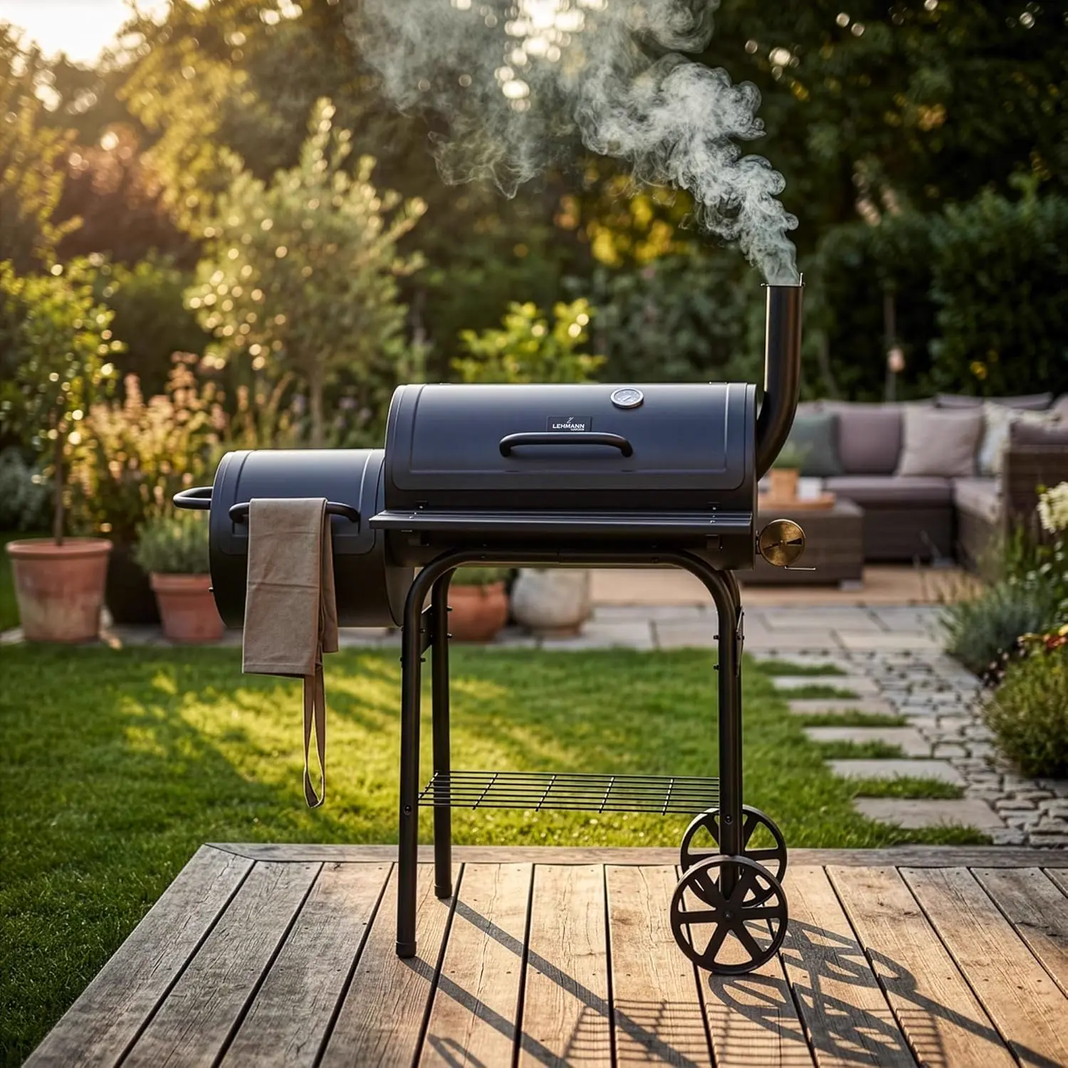 Barbecue à charbon en bois 30,5 × 62 cm vue 2