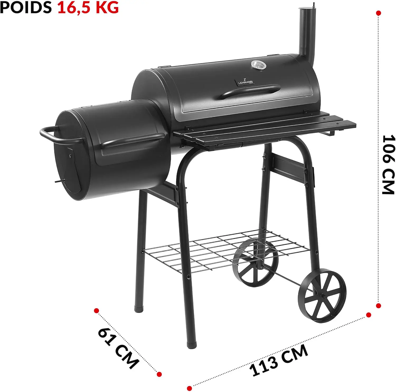Barbecue à charbon en bois 30,5 × 62 cm vue 3
