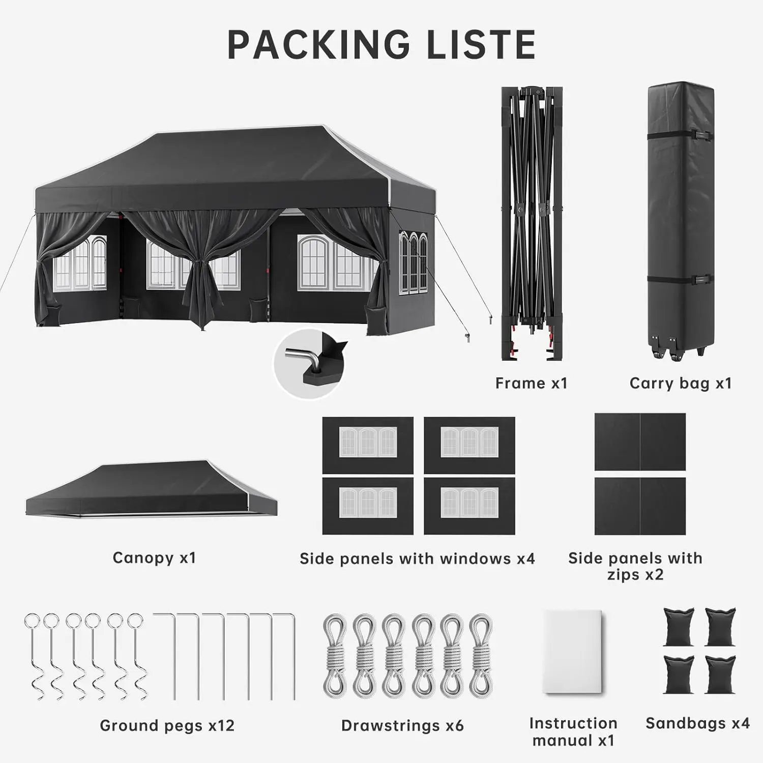 Tonnelle noir 3x3m vue 6
