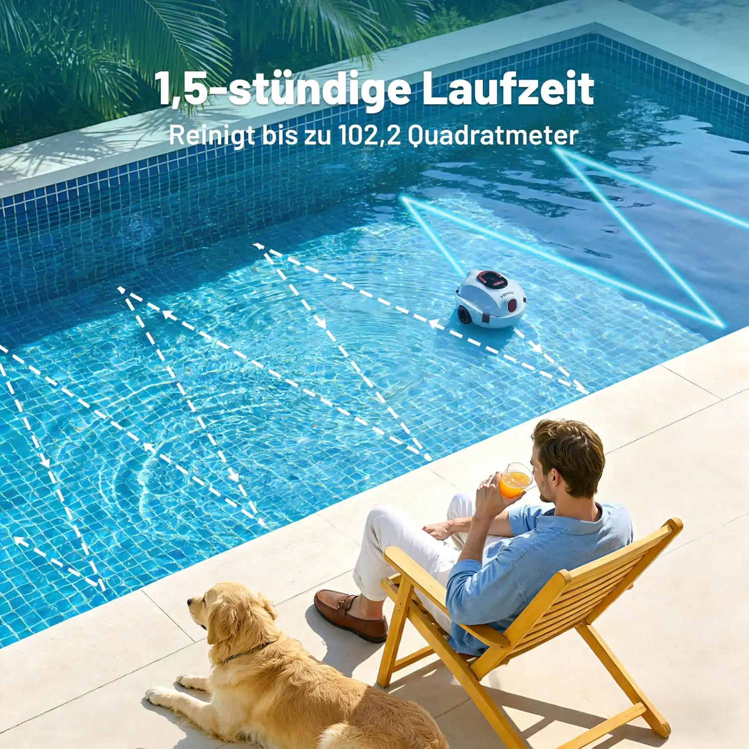 Robot piscine sable 1100 m² vue 3