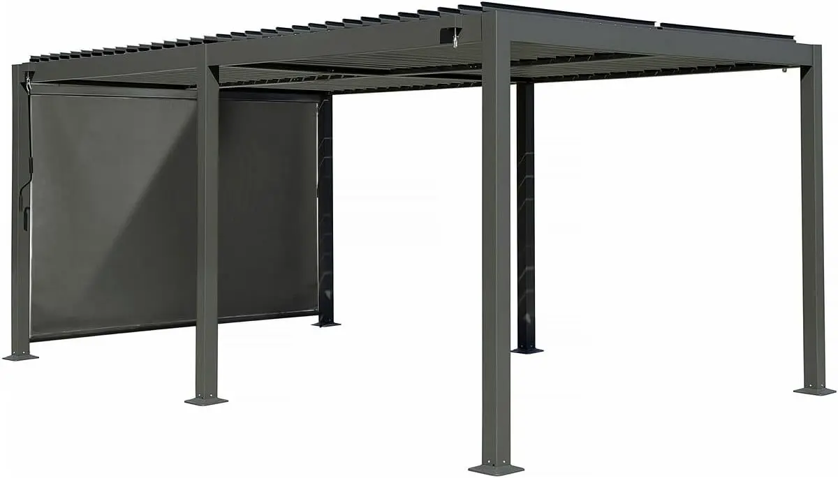 Pergola en aluminium gris 3 x 5 m vue 2