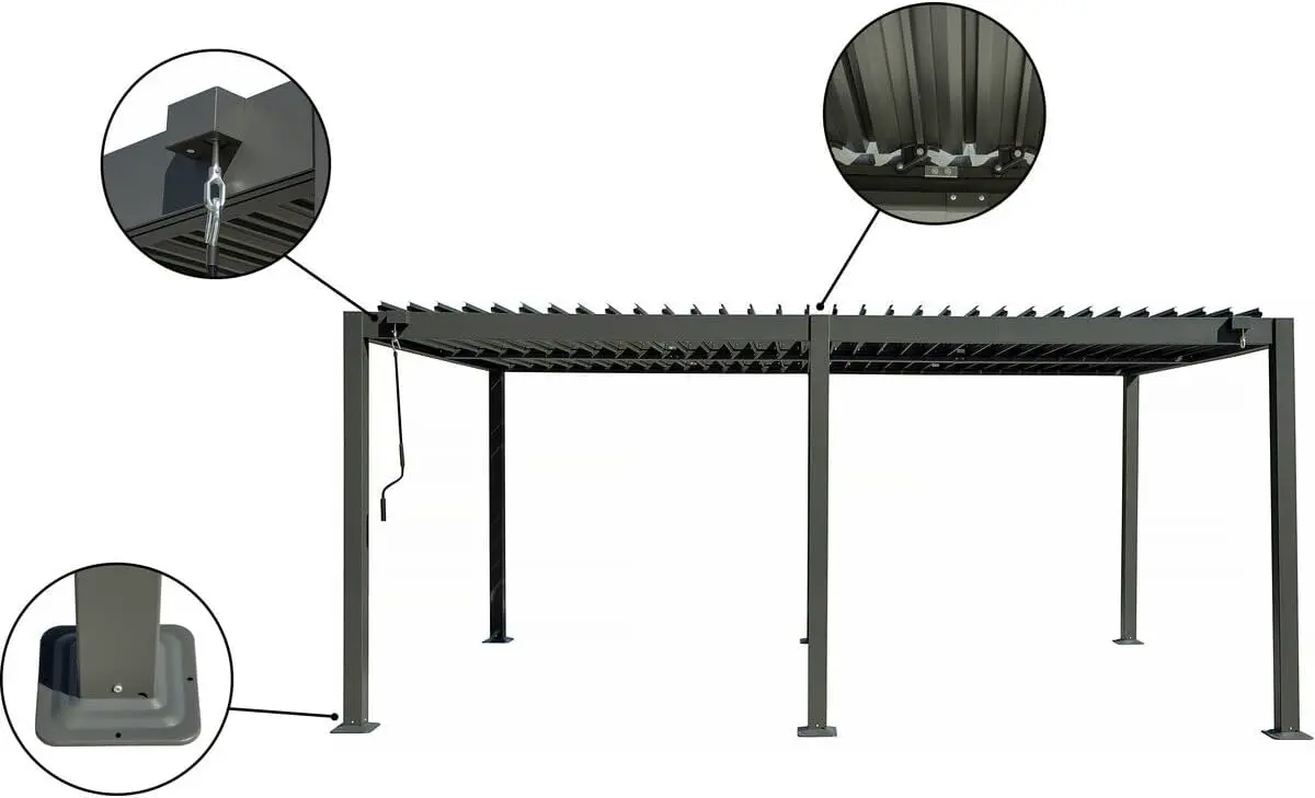 Pergola en aluminium gris 3 x 5 m vue 4
